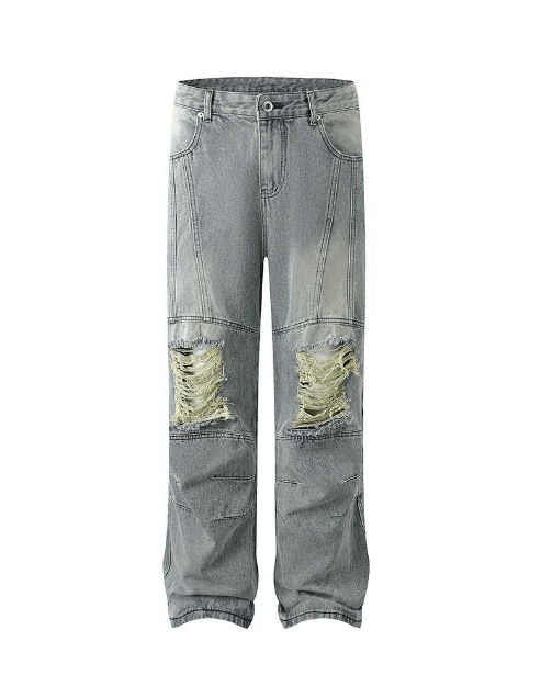 Japanese Brand × Jean American retro irregular patchwork versatile ripped jeans Size US 32 / EU 48 - 1 Thumbnail