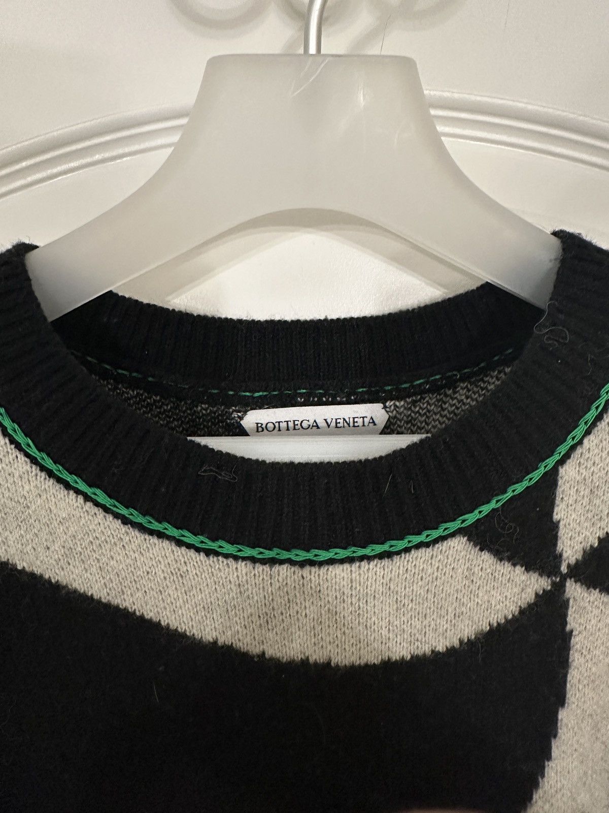 Bottega Veneta Black white crewneck sweater contrast stitch Size US L / EU 52-54 / 3 - 2 Thumbnail