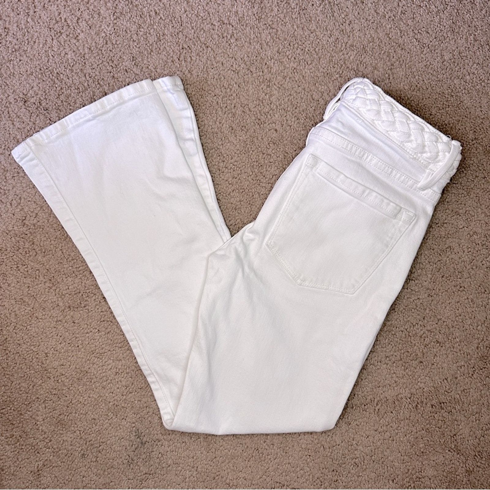 Frame FRAME Braided Crop Mini Boot Cut Jeans in Blanc White Sz. 23 Size 23" - 9 Thumbnail