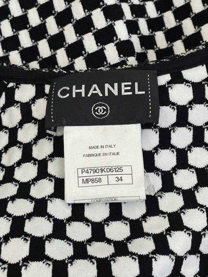 Chanel Chanel Black and white checkered chain knitted cardigan ja Size XXS / US 00 / IT 34 - 6 Thumbnail