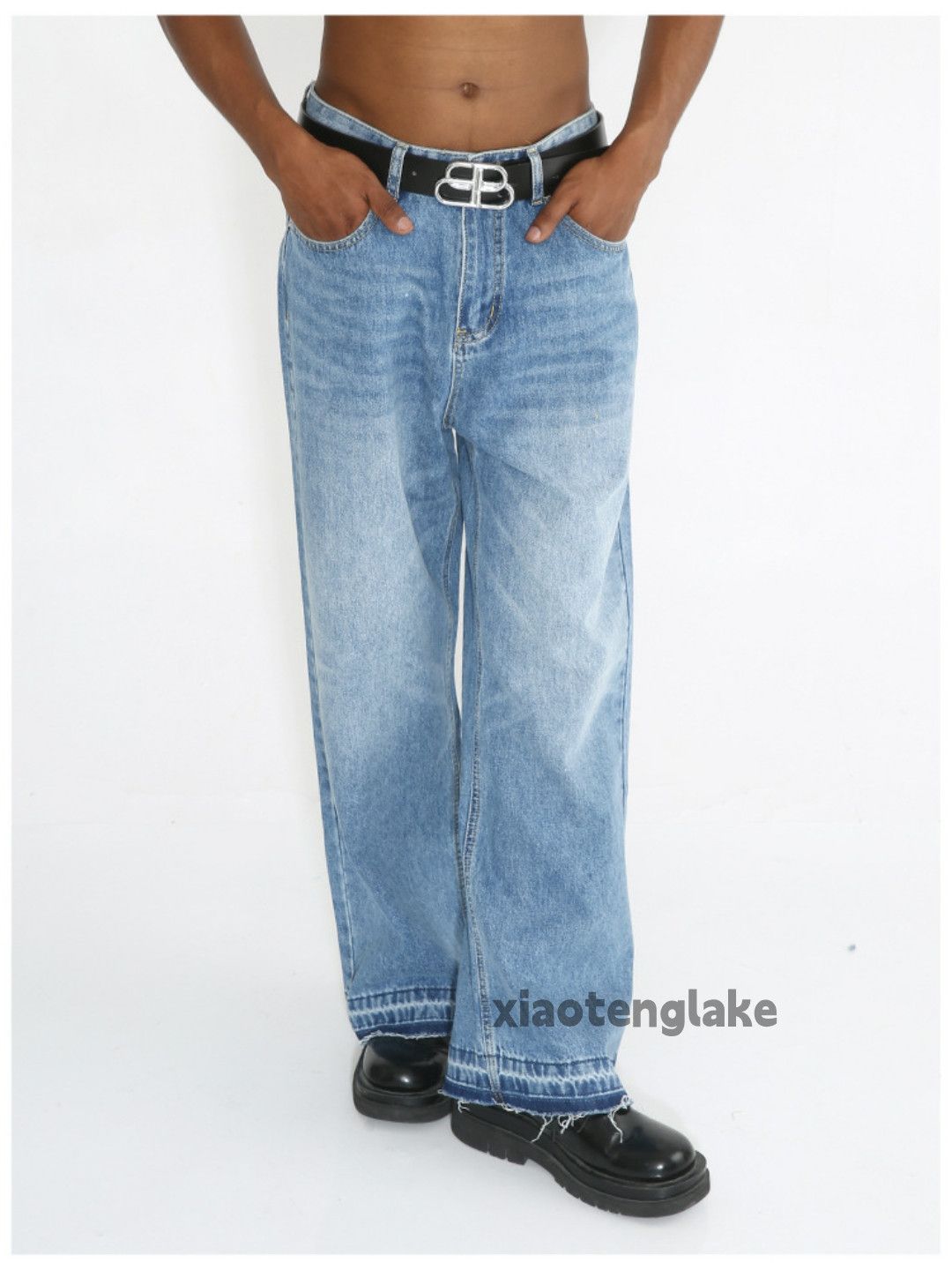 Jean Unisex washed faded loose baggy hiphop y2k jeans Size US 32 / EU 48 - 5 Thumbnail