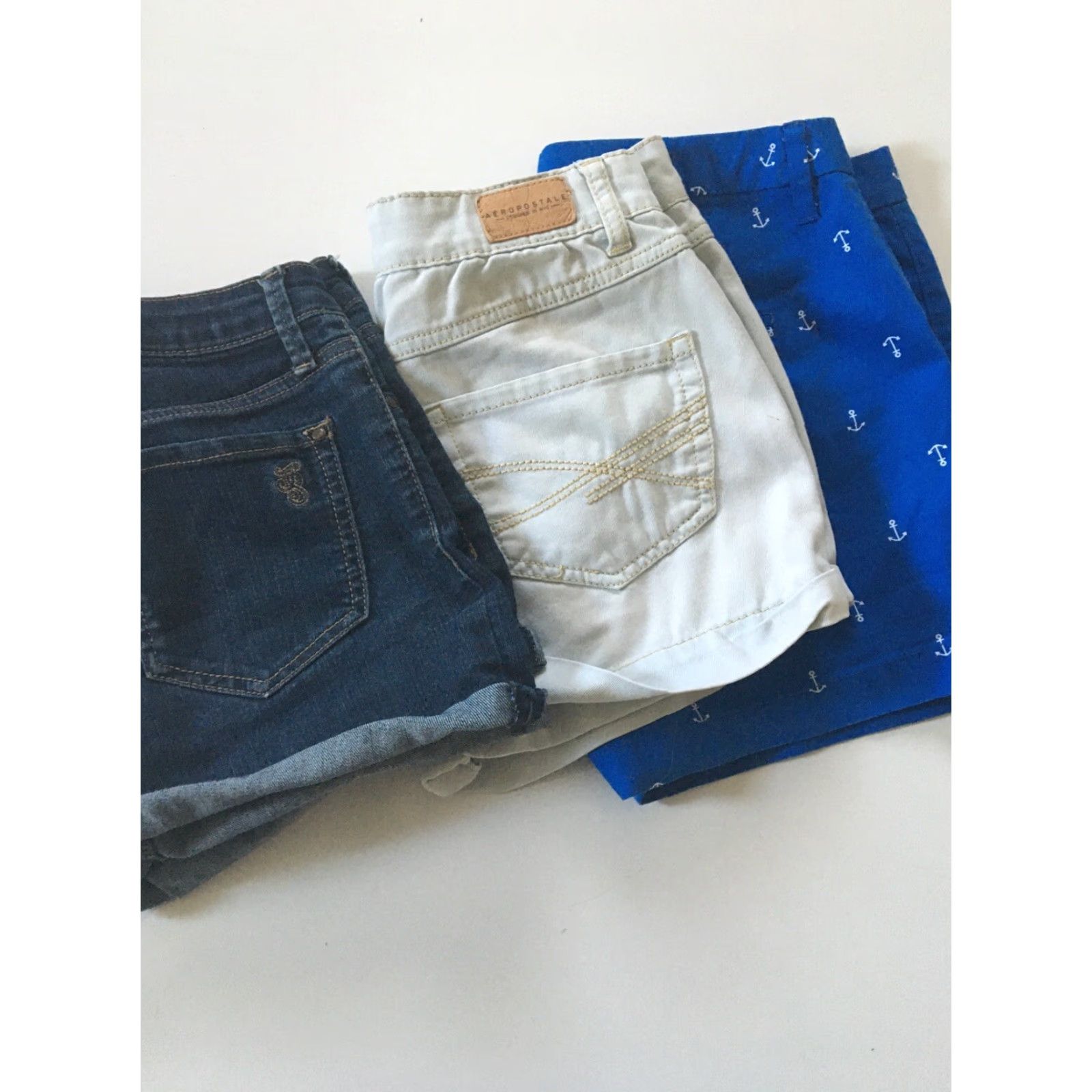 American Eagle Outfitters VINTAGE Old Navy Aeropostale Jessica Simpson Denim Shorts Sz 2 Lot 3 Anchors Dark Wash Size 26" / US 2 / IT 38 - 2 Thumbnail