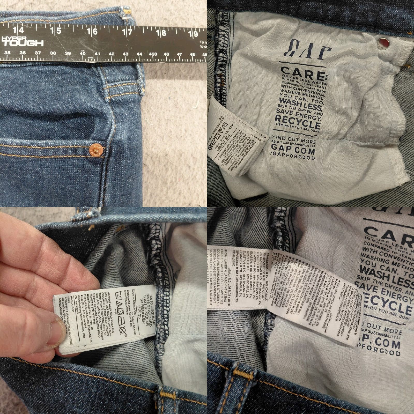 Gap Gap Jeans Women’s 33/16R Blue Denim Stretch Slim Rise Cropped 5-Pocket Denim Jeans Slim Fit Vintage Style 1969 Gap 1969 Womens Size 16R Blue Size 38" / US 16 / IT 52 - 8 Thumbnail