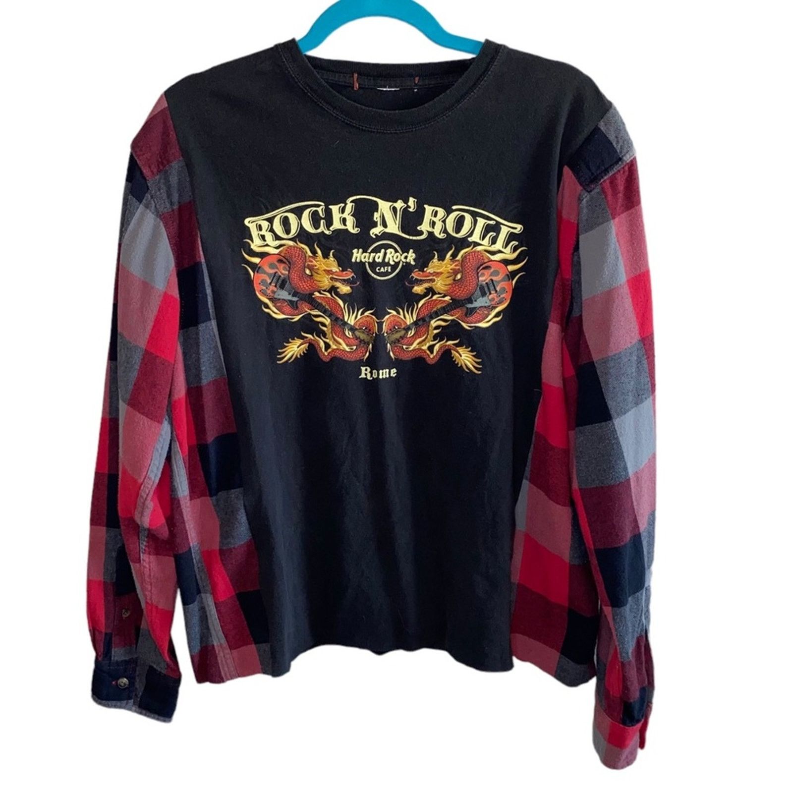 Hard Rock Cafe Hard Rock Cafe Rome Reworked Graphic Tee Shirt Flannel Arms Size XL / US 12-14 / IT 48-50 - 1 Thumbnail