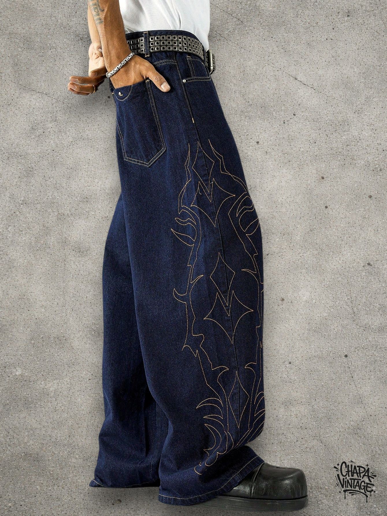 Japanese Brand Dark blue straight jeans Size US 32 / EU 48 - 4 Thumbnail
