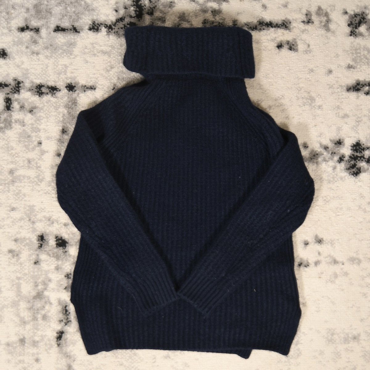 Sandro Sandro Oversized Neck Navy Wool Sweater Size XS / US 0-2 / IT 36-38 - 4 Thumbnail