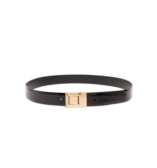 image of Gucci Saint Laurent La 76 Buckle Belt In Brushed Leather Size 75 in Black, Women's