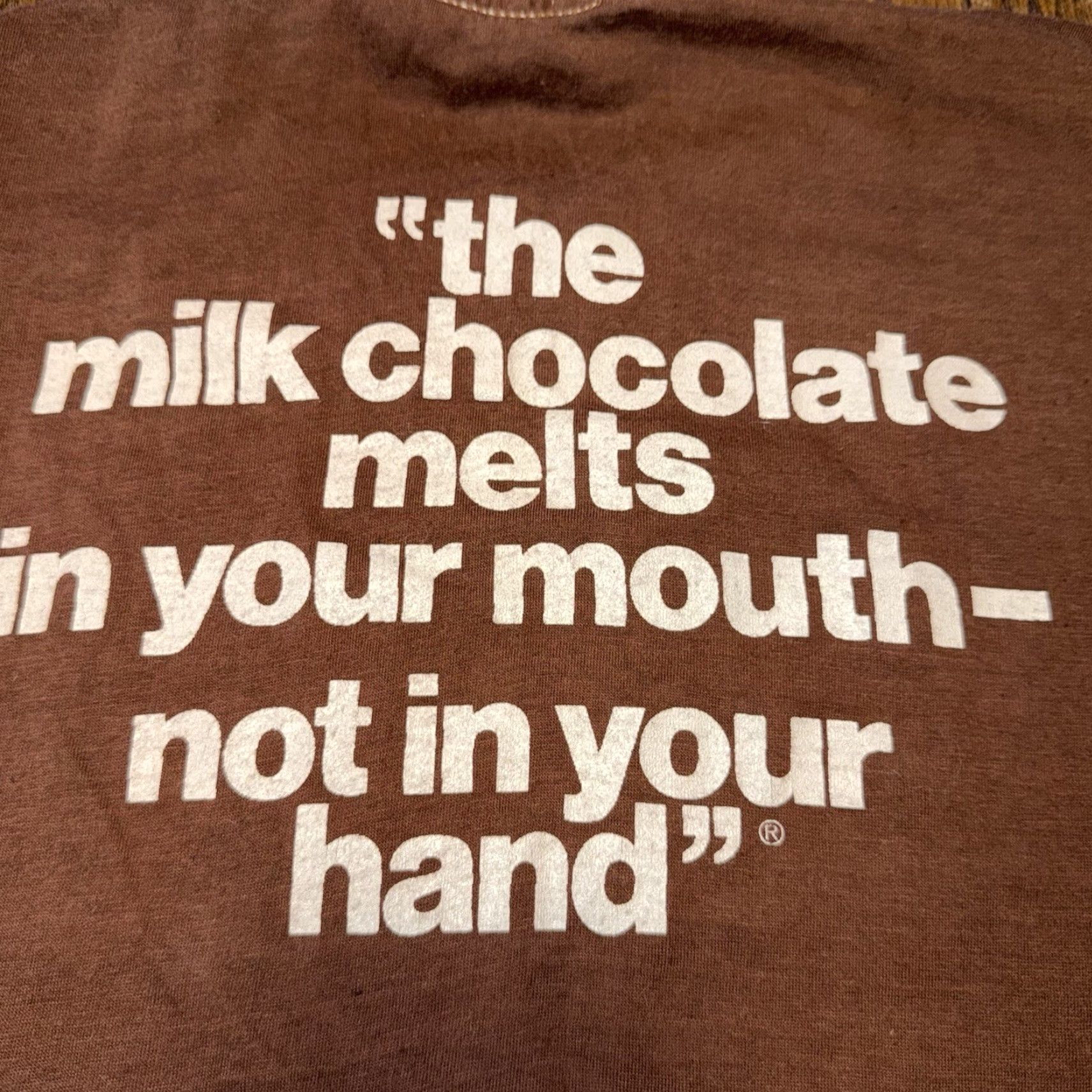 CHOCOOLATE VINTAGE M&M's Shirt Men T-Shirt Crew Neck Short Sleeve Brown 70s Candy Milk Chocolate Melts In Your Mouth Not Hand M&M's Graphic Print Size US M / EU 48-50 / 2 - 7 Thumbnail