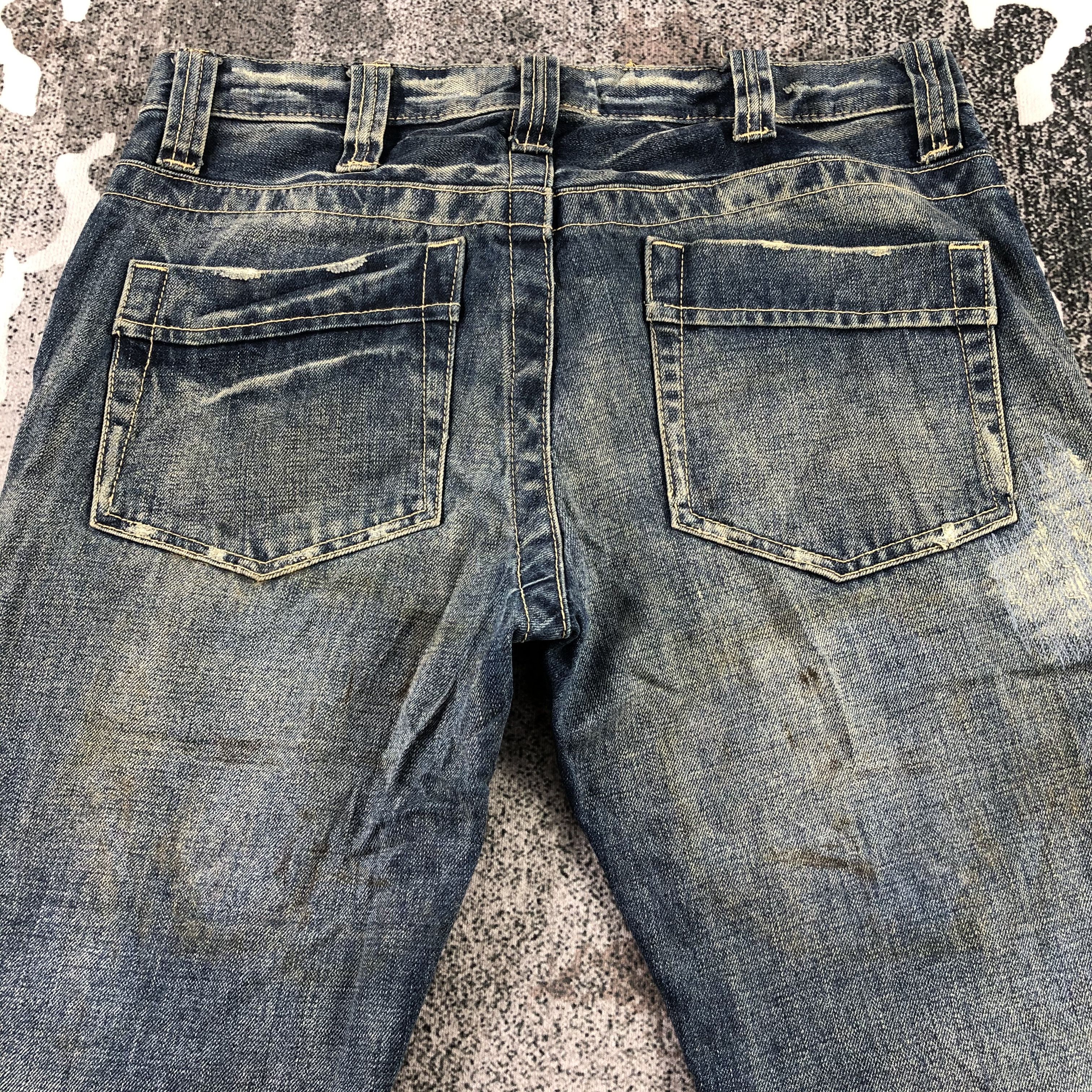 Japanese Brand Heritage Stone Zipper Jeans Faded Dirty Wash Denim Size US 32 / EU 48 - 4 Thumbnail