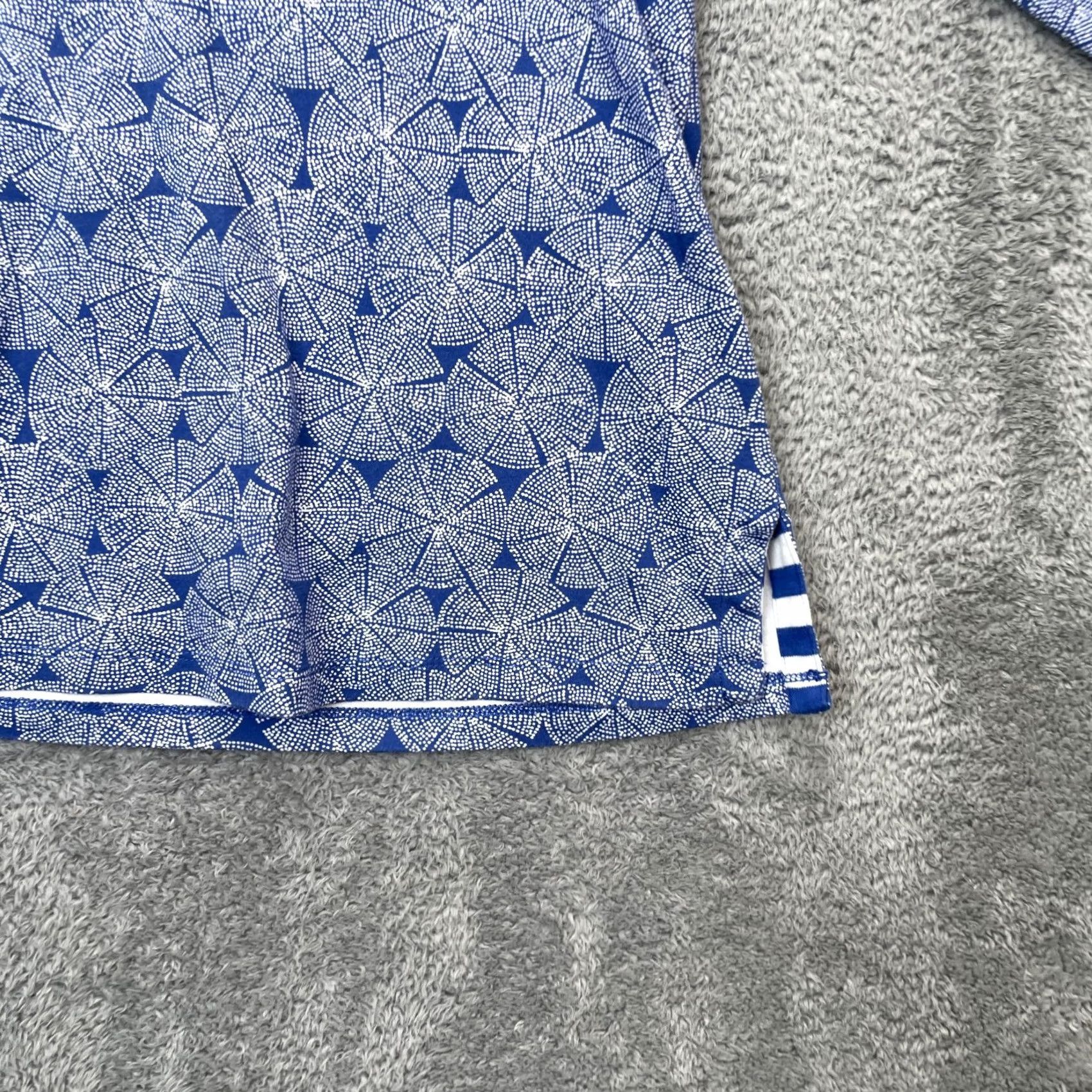 Talbots Talbots Blouse Womens Medium Petite Blue Geometric Print Cotton V-Neck 3/4 Sleeve Boho Shirt Size M / US 6-8 / IT 42-44 - 2 Thumbnail