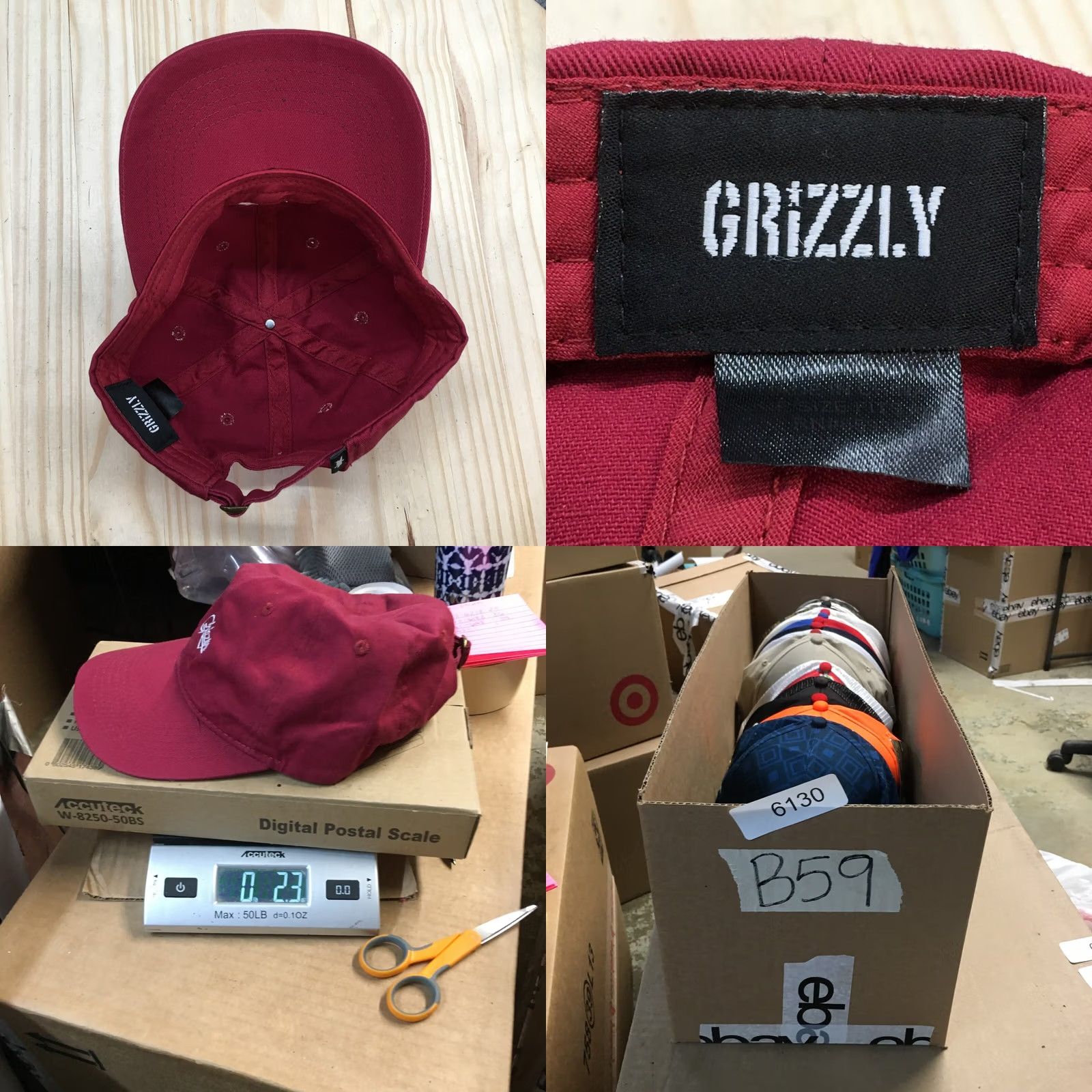 Logo 7 Grizzly Hat Baseball Cap One Size Maroon Embroidered Logo Adjustable Basic Mens Size ONE SIZE - 8 Thumbnail