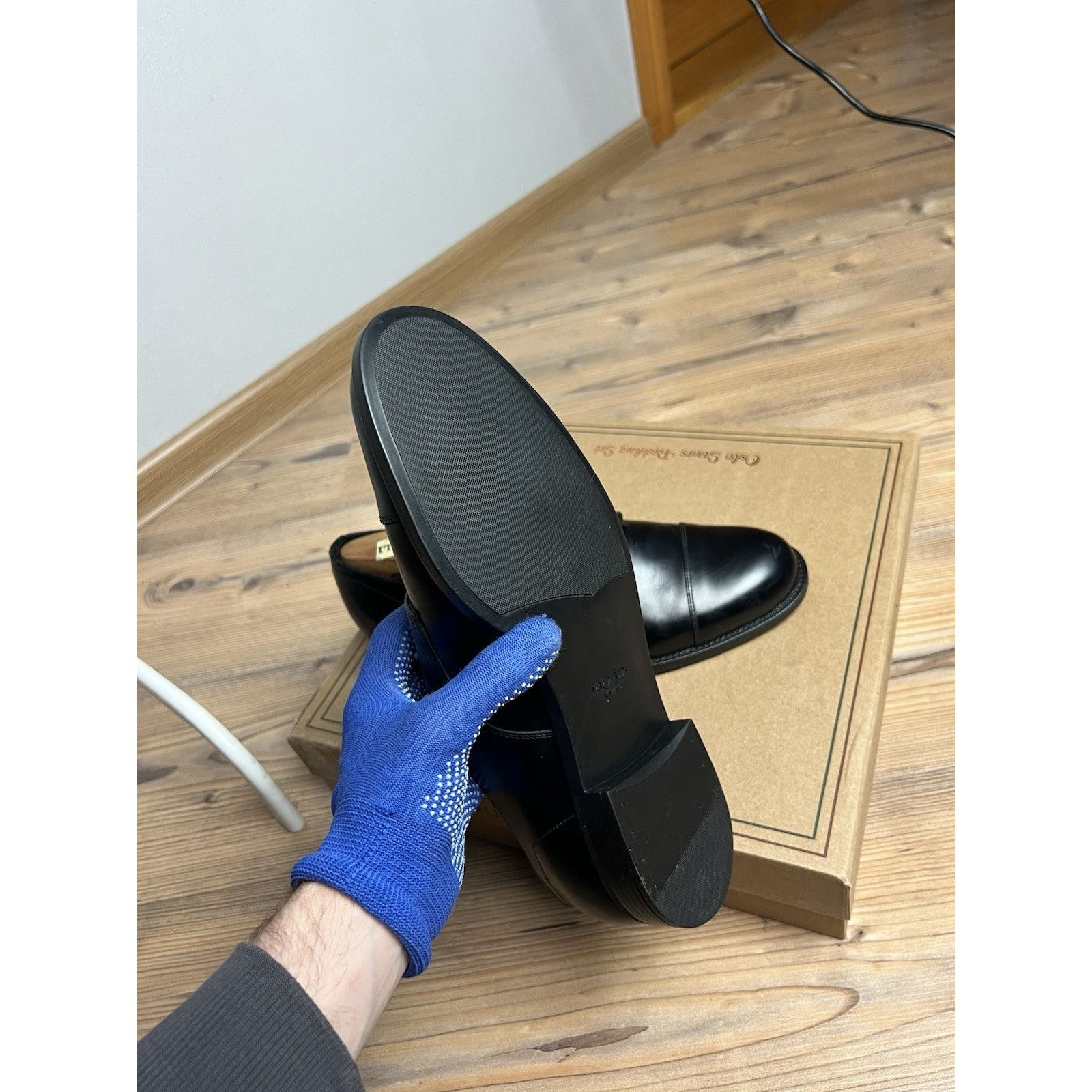 Prada PRADA Black Polished Leather Derby Cap Toe Dress Shoes Size Size US 8 / EU 41 - 14 Thumbnail