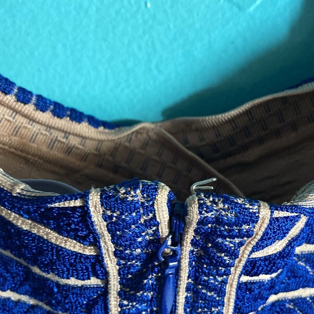 Herve Leger Herve Leger Blue Kamron Bandage Fit Flare Dress Size L Size L / US 10 / IT 46 - 9 Thumbnail