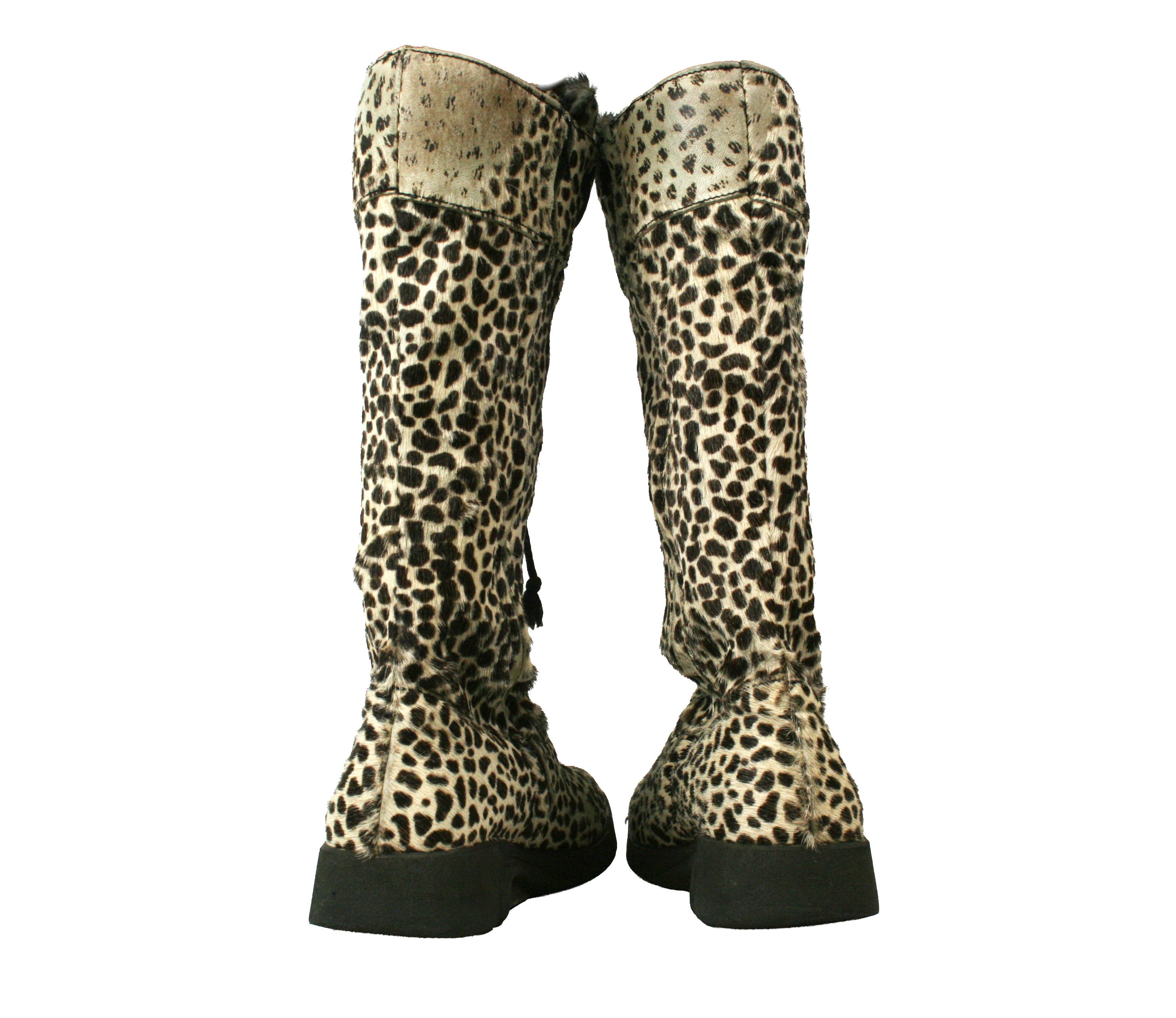 Japanese Brand Bumper Leopard Y2K Knee High Fur Hair Boots Size US 5 / IT 35 - 11 Thumbnail