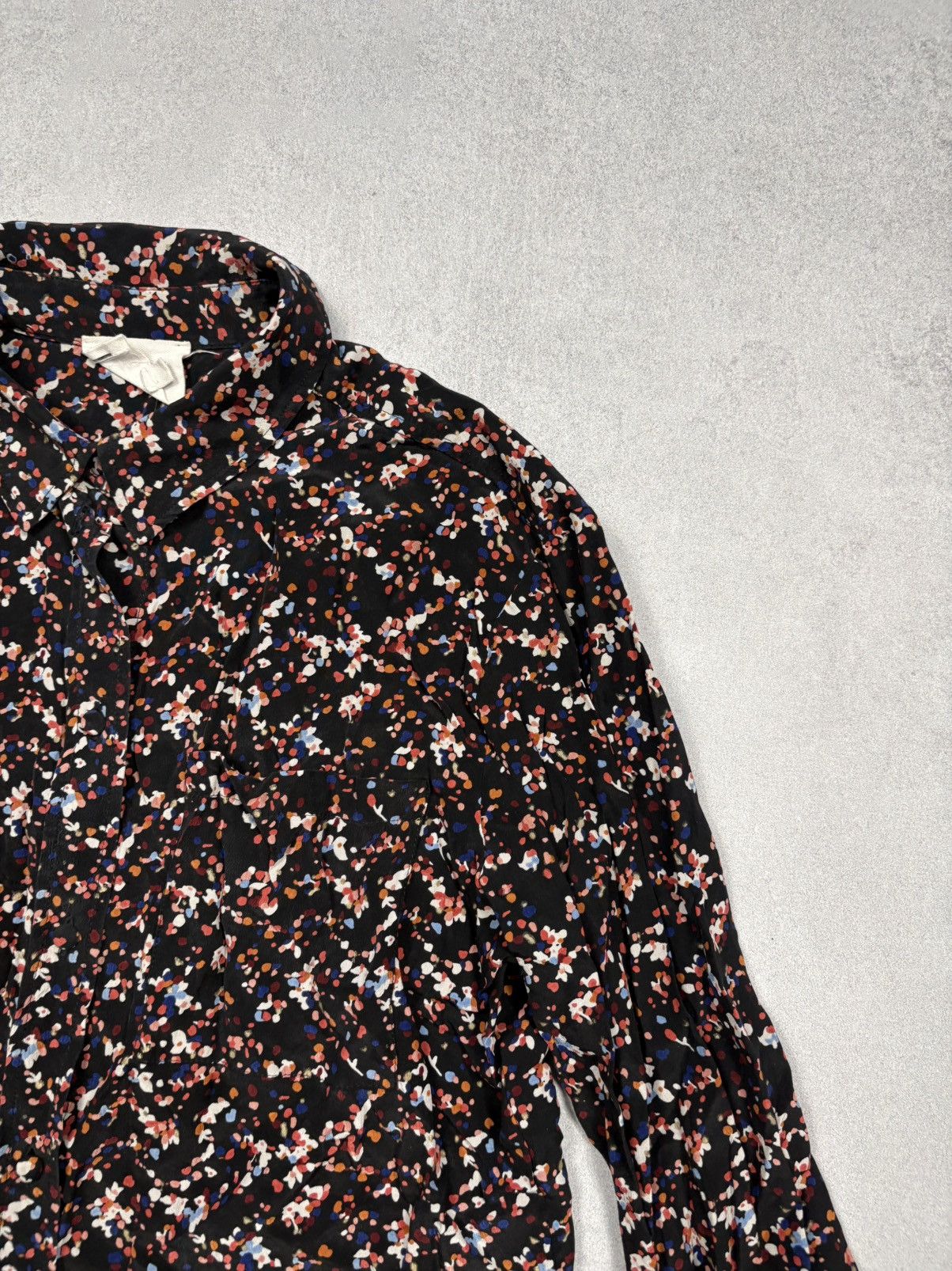 Sezane Sézane Silk Button Up Pocket Shirt Size 36 Black Multicolor Size XS / US 0-2 / IT 36-38 - 3 Thumbnail