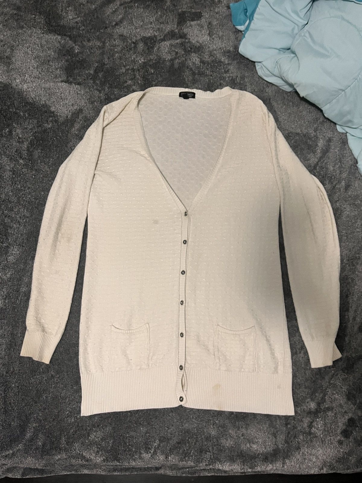 Topshop TOPSHOP Beige Button Up Cardigan w/ Two Pockets- Size US 12 Size XL / US 12-14 / IT 48-50 - 1 Thumbnail