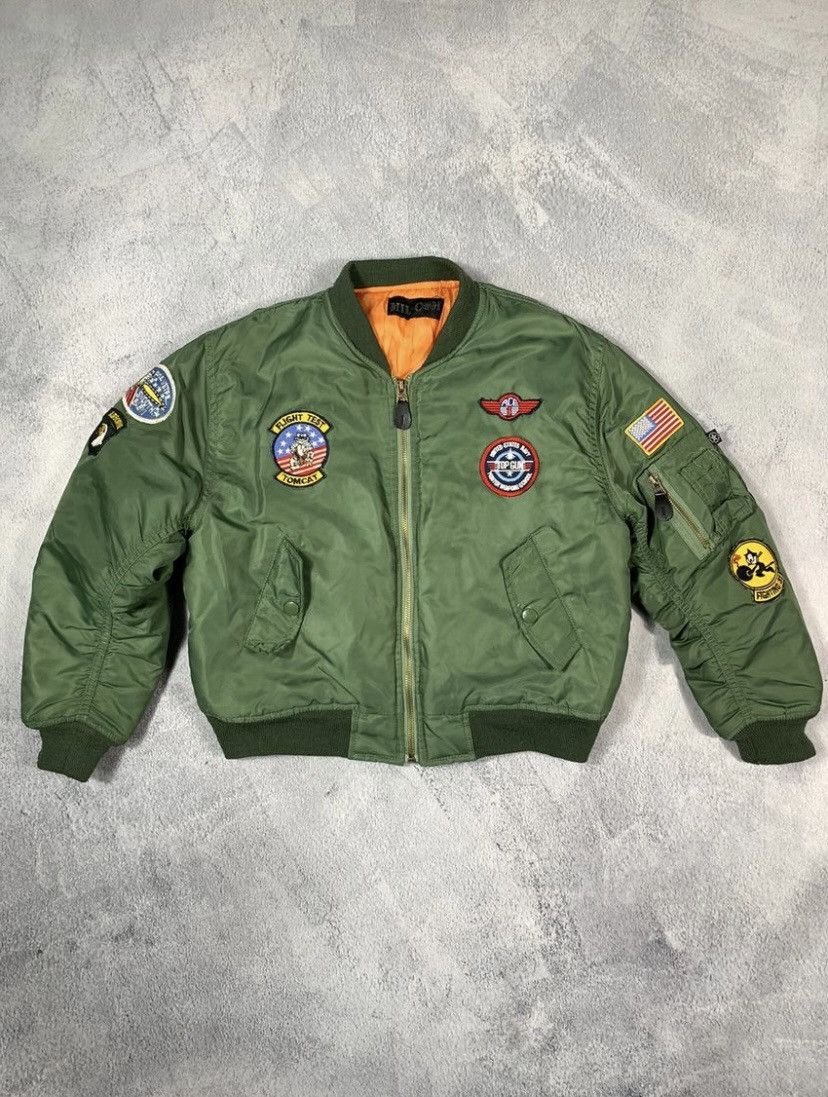 image of Vintage Y2K Ma1 Military Aviator Usaf Bomber Alpha in Green, Women's (Size 2XS)