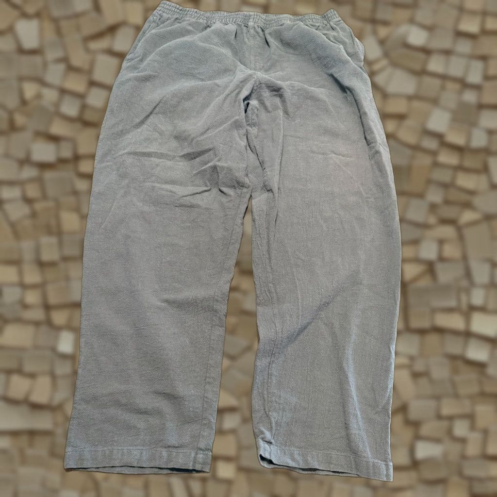 Vintage KS Island Pants Men's 3XL Gray Straight Leg High Rise Pull On Stretch Pants Size US 39 - 1 Thumbnail