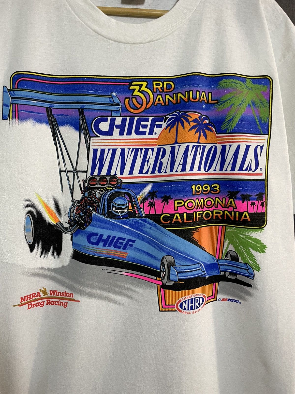 Vintage Vintage 90s Nhra Winston Drag Racing Chief Tshirt USA Fox Size US XL / EU 56 / 4 - 6 Thumbnail