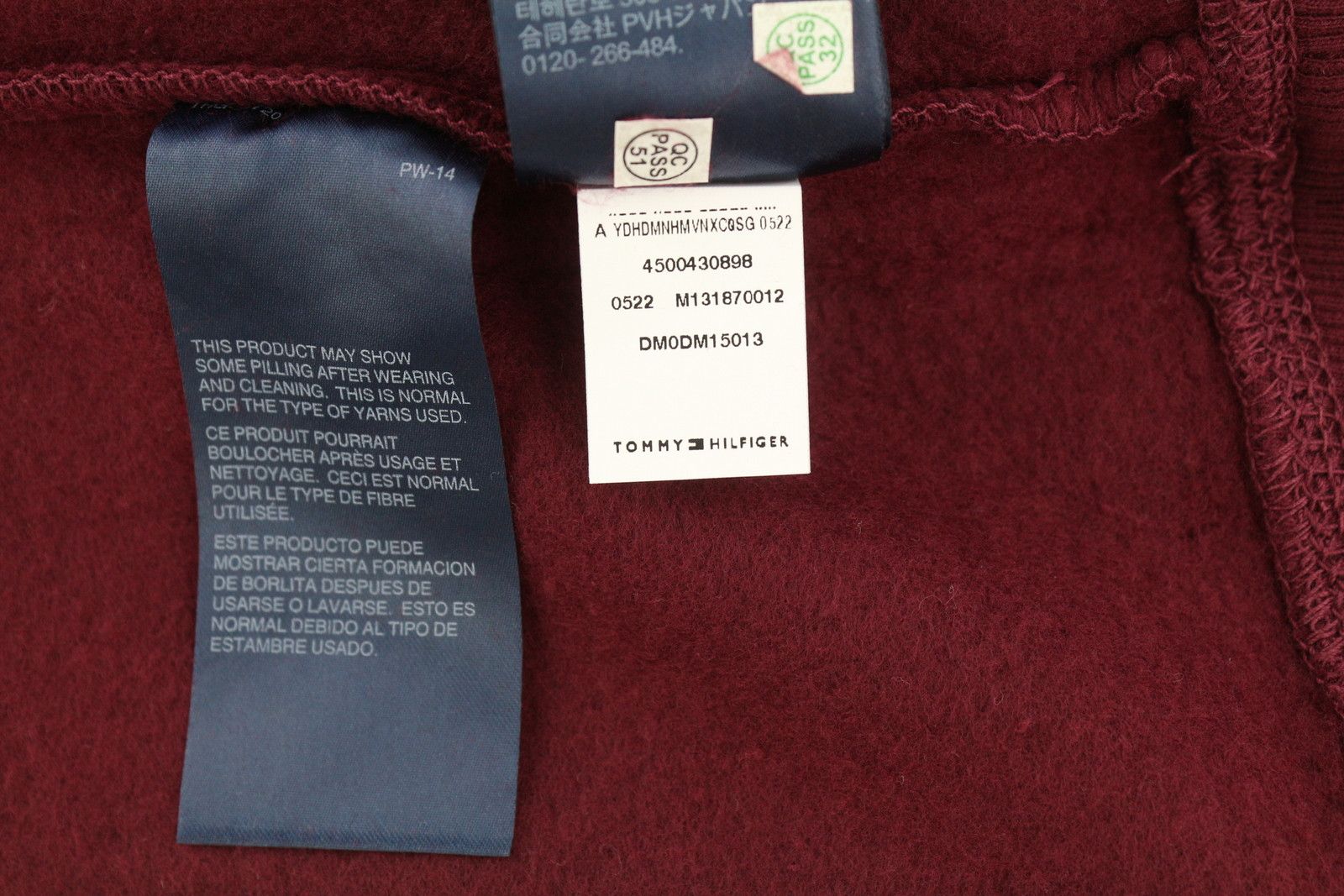 Tommy Hilfiger REQ LINEAR L Burgundy Kangaroo Pocket Pullover Top 85173 Size US L / EU 52-54 / 3 - 10 Thumbnail