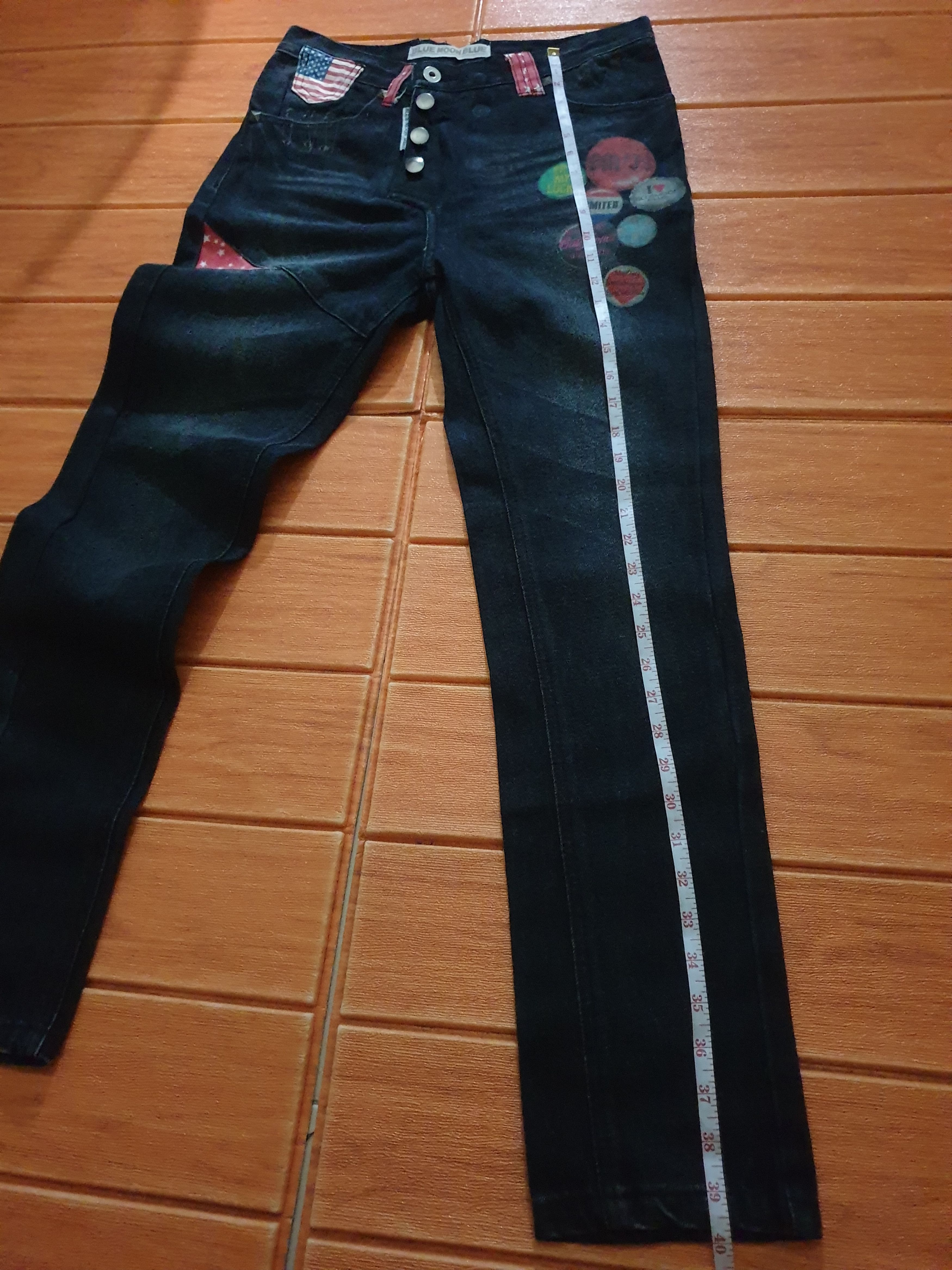 Japanese Brand 💥Blue Moon Blue accessory band print denim jeans Size US 30 / EU 46 - 6 Thumbnail