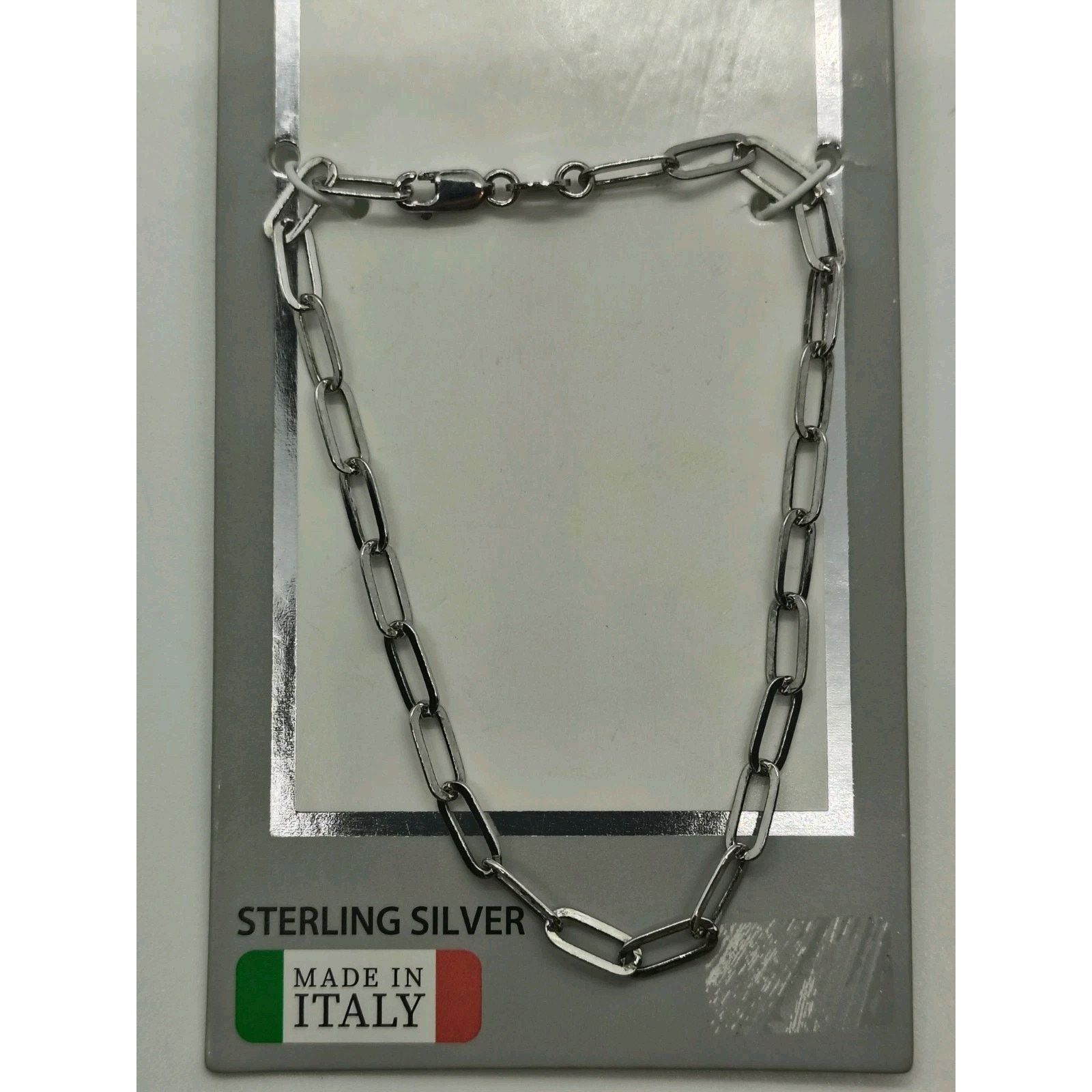 Walmart 925 Sterling Silver Paperclip Bracelet 7.5" MADE IN ITALY Size ONE SIZE - 5 Thumbnail