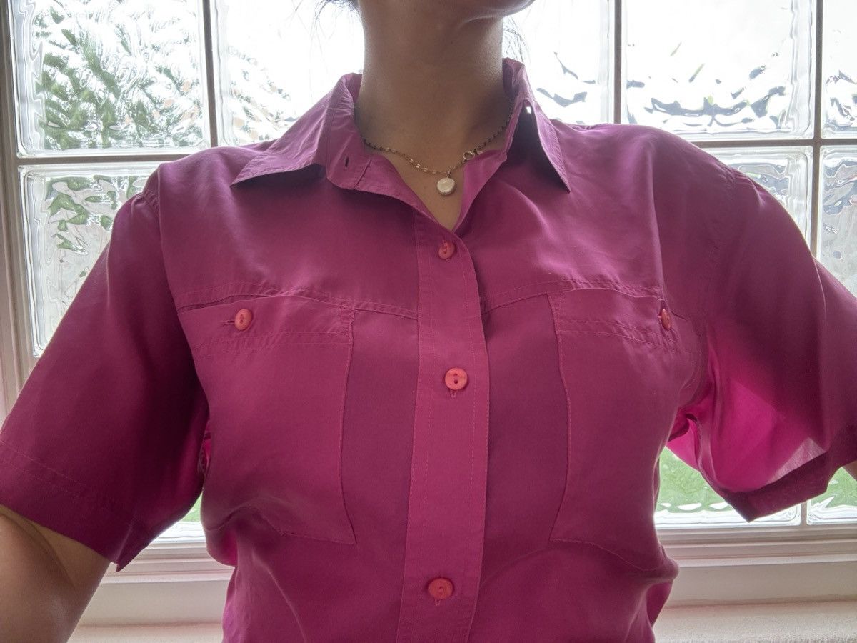 Vintage J & Meiling women’s vintage 90s 100% silk button up hot pink Size M / US 6-8 / IT 42-44 - 2 Thumbnail