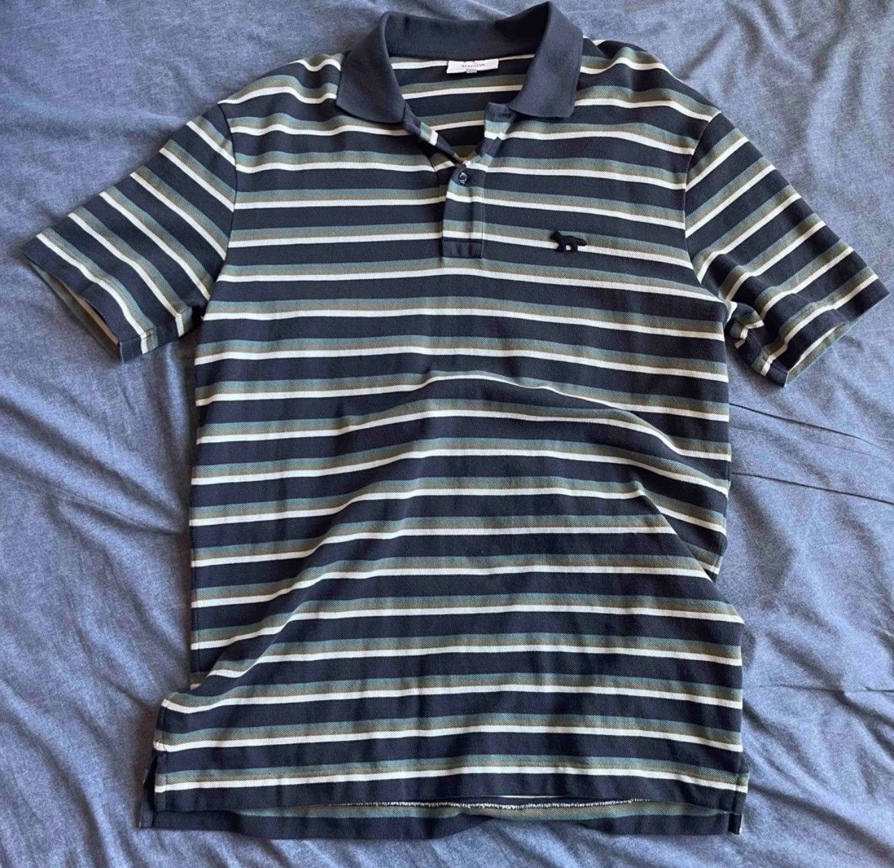 Maison Kitsune Maison Kitsune Fox Patch Tri Color Stripes Polo $245 CAD Size US S / EU 44-46 / 1 - 1 Thumbnail
