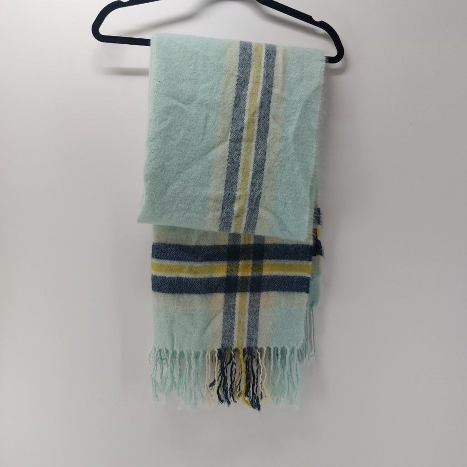 Steve Madden Steve Madden Fuzzy Scarf with Tassels Blue Navy Blue Size ONE SIZE - 8 Thumbnail
