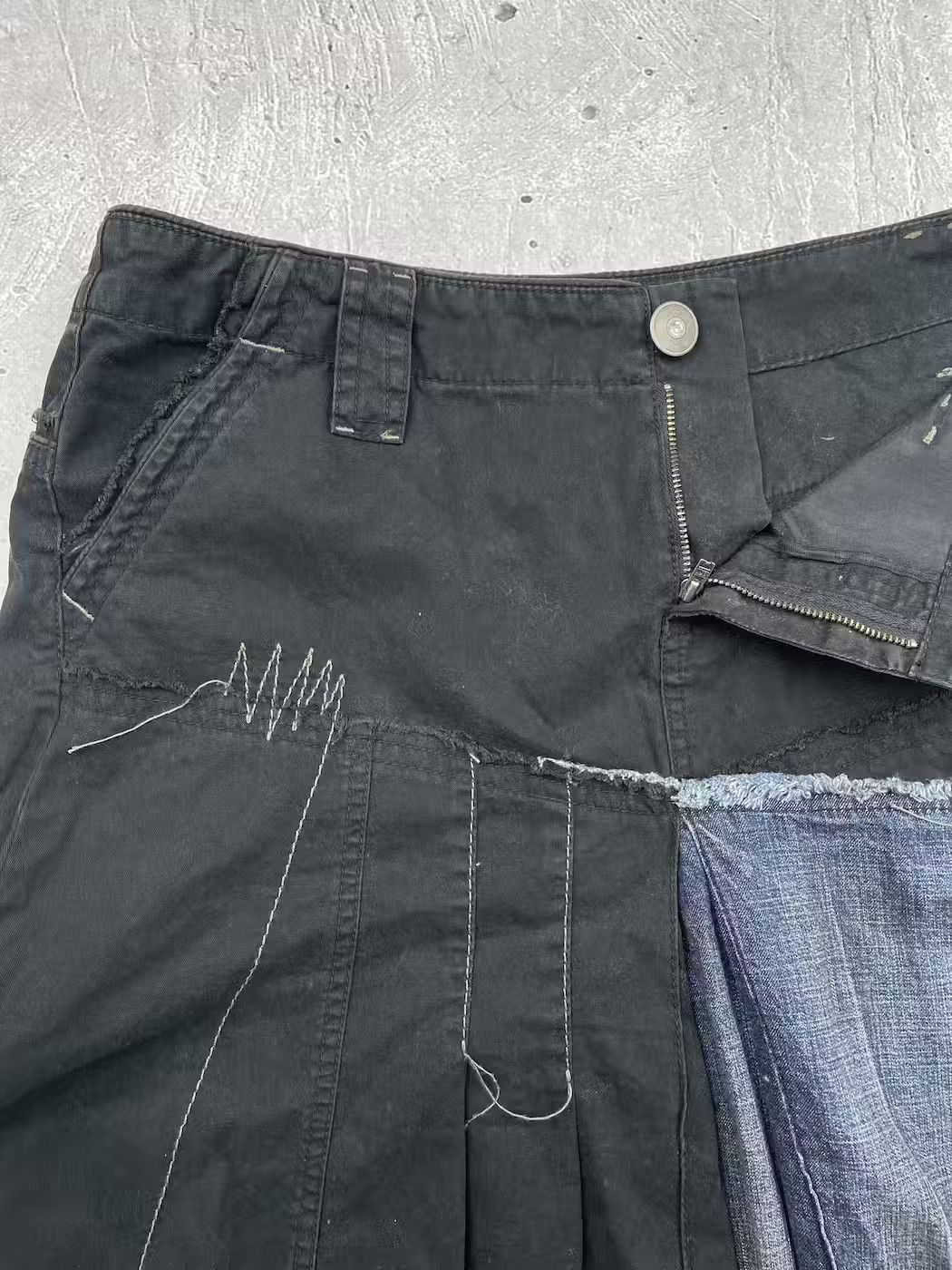 Vintage Vintage Denim Insert Worn Mini Skirt Size 30" / US 8 / IT 44 - 5 Thumbnail