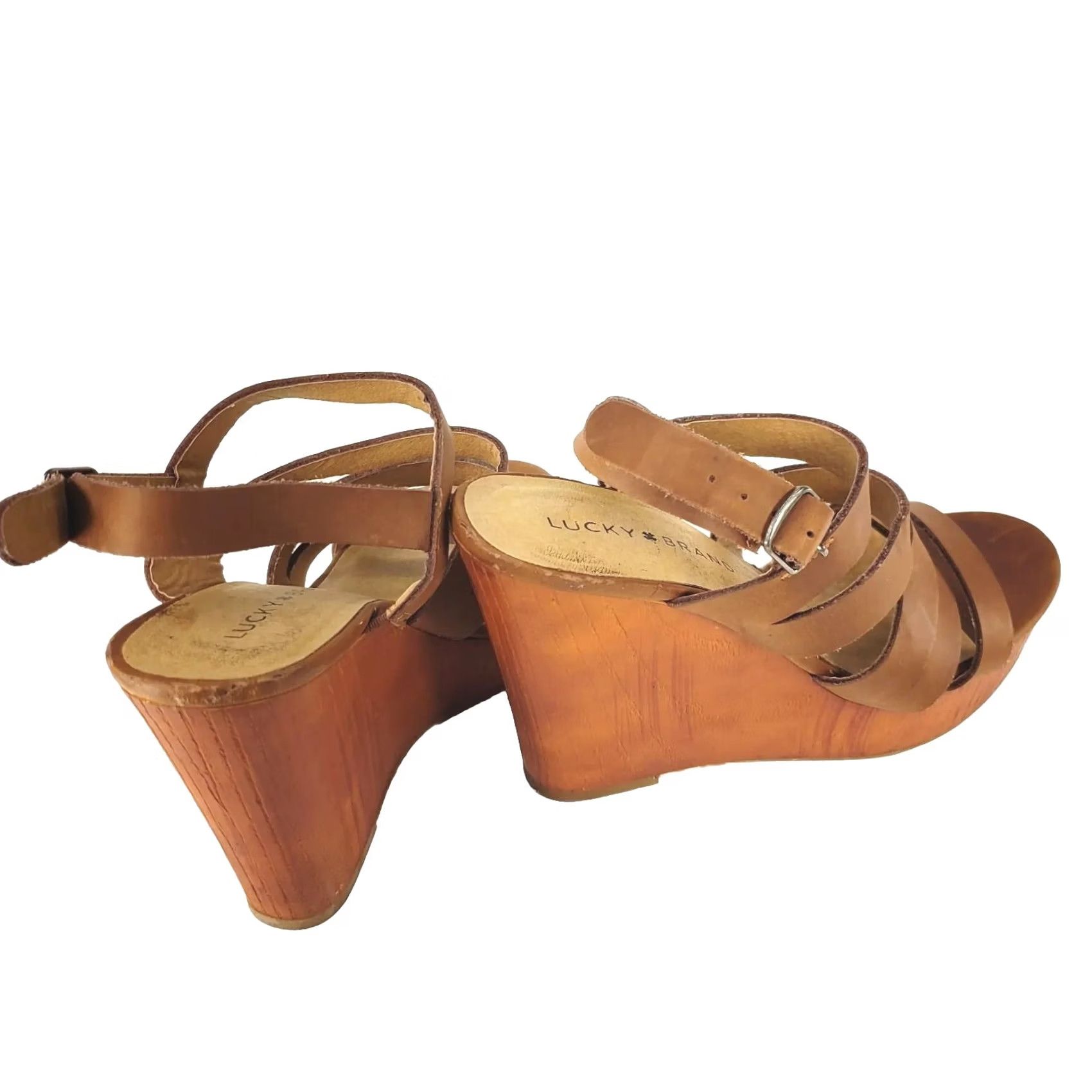 Lucky Brand Lucky Brand Larinaa Platform Wedge Sandals Leather Brown Size 6.5M/36.5 Shoes Womens Size US 7 / IT 37 - 4 Thumbnail