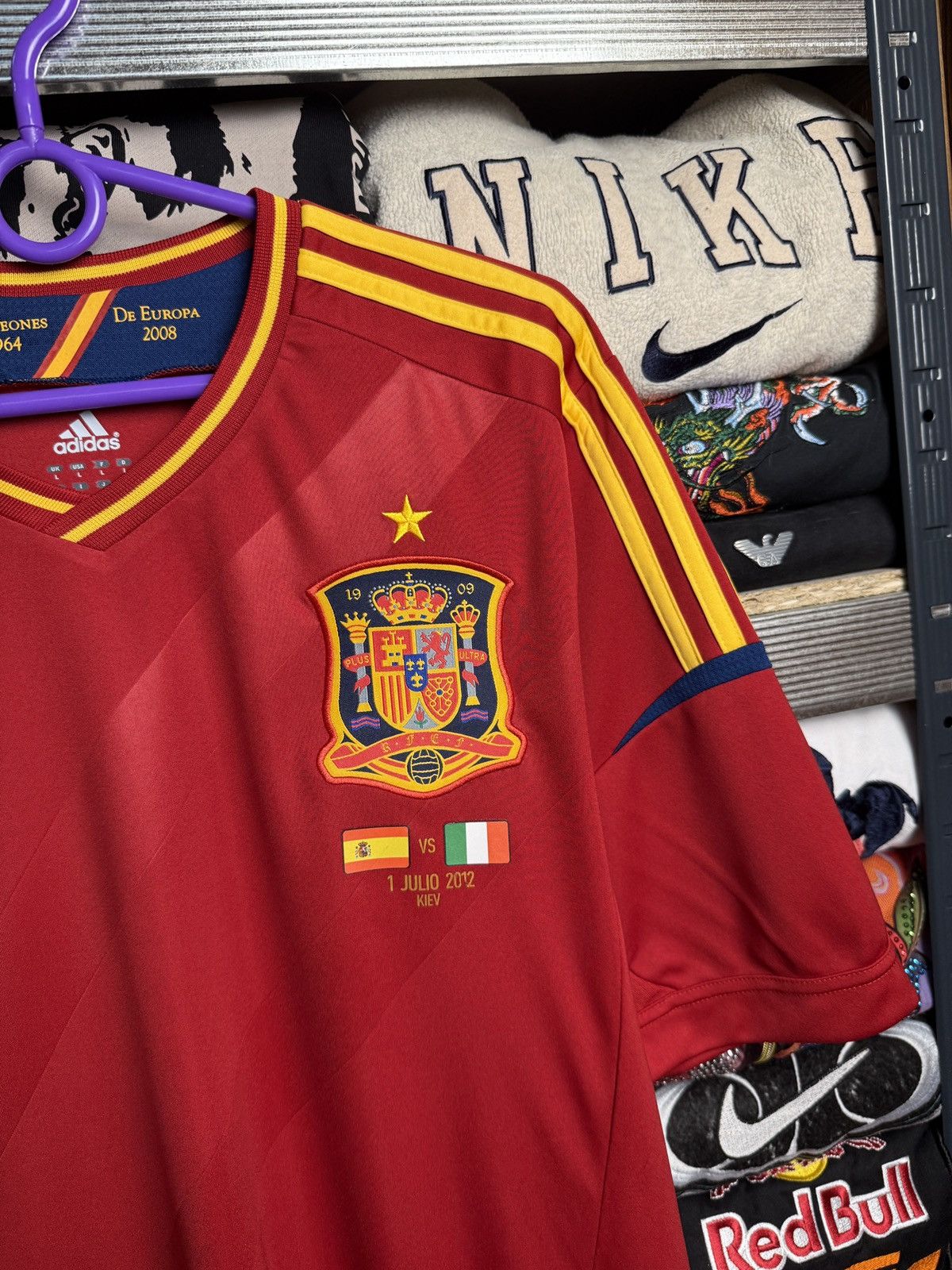 Adidas Vintage UEFA Euro 2012 Poland Ukraine Spain Soccer Jersey Size US L / EU 52-54 / 3 - 5 Thumbnail