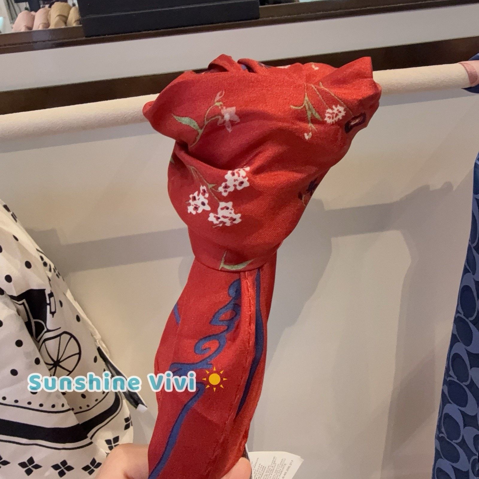 Coach NWT Coach Tossed Floral Silk Diamond Scarf CAP46 Enamel Red Size ONE SIZE - 3 Thumbnail