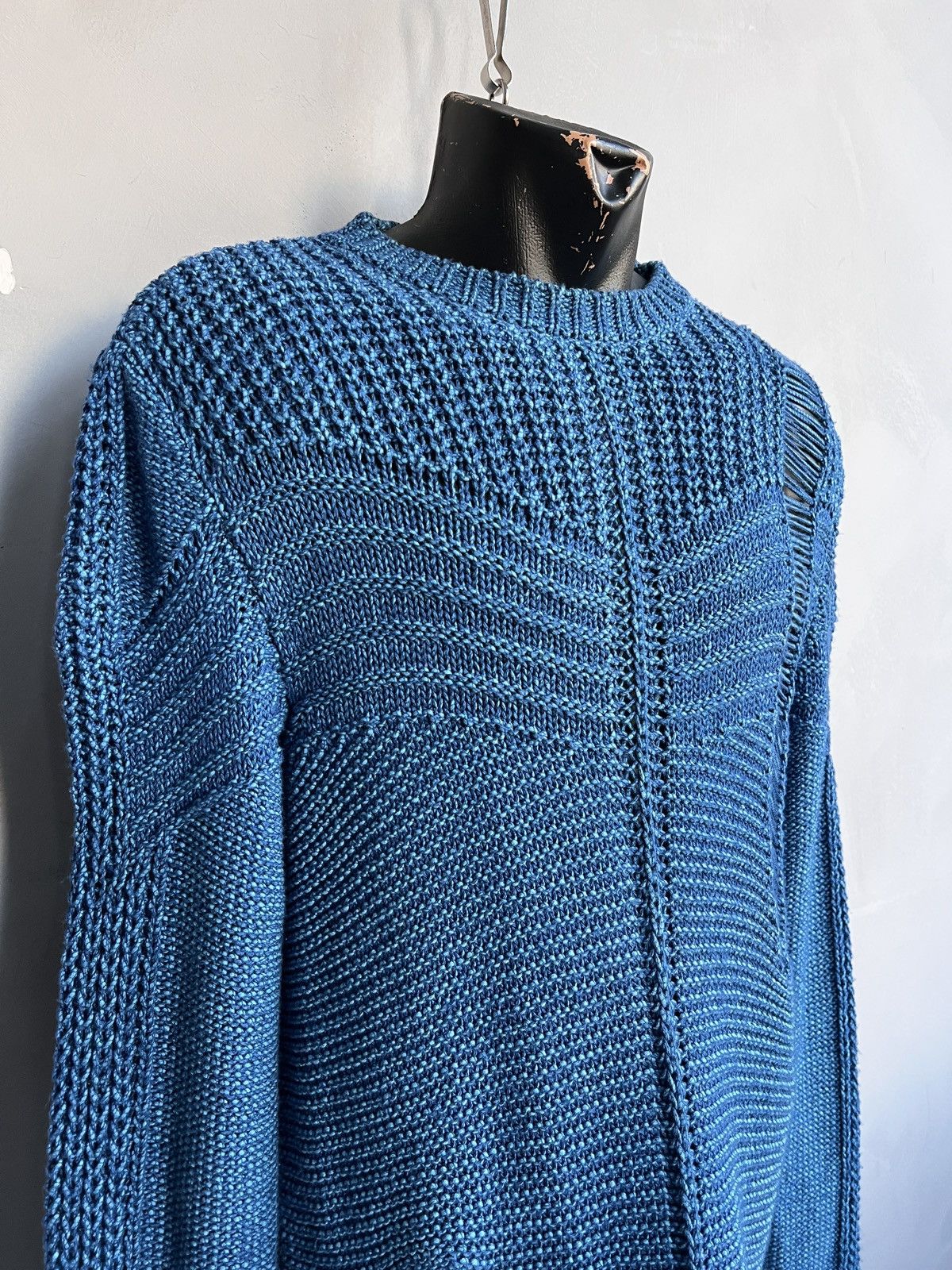 Diesel Diesel blue sweater distressed knitted y2k junya watanabe Size US L / EU 52-54 / 3 - 5 Thumbnail