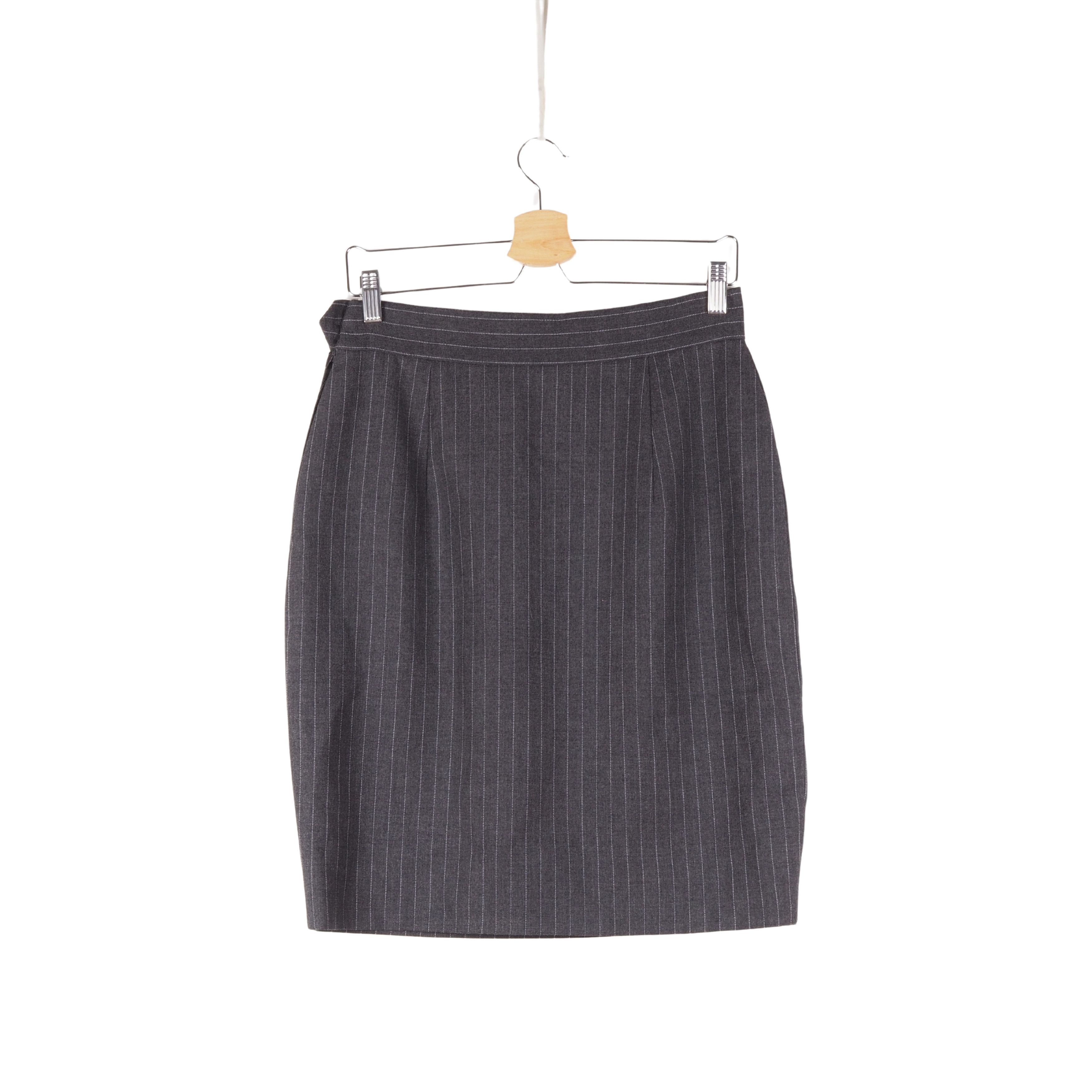 Moschino × Vintage Moschino Couture 90s Vintage Women Gray Striped Skirt Size 34" / US 12 / IT 48 - 1 Thumbnail