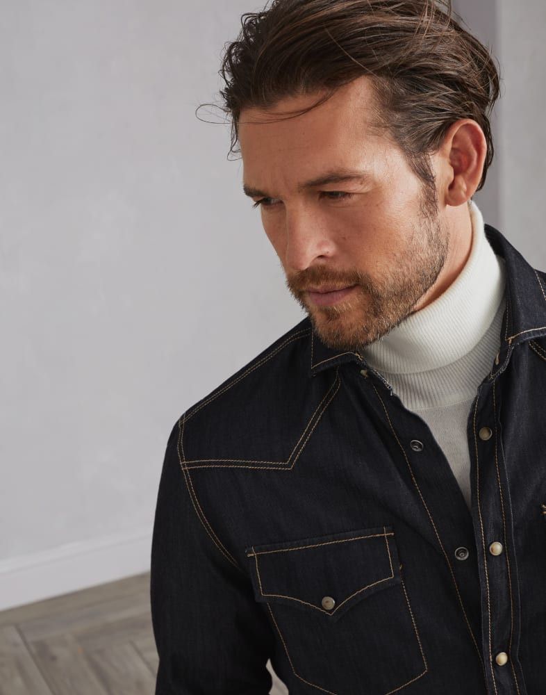 Brunello Cucinelli o1w1db10825 Denim Shirt in Grey Size US L / EU 52-54 / 3 - 2 Thumbnail
