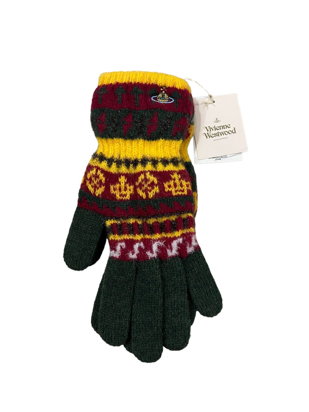Vivienne Westwood OG Vivienne Westwood Orb Logo Embroidery Wool Winter Gloves Size ONE SIZE - 1 Thumbnail