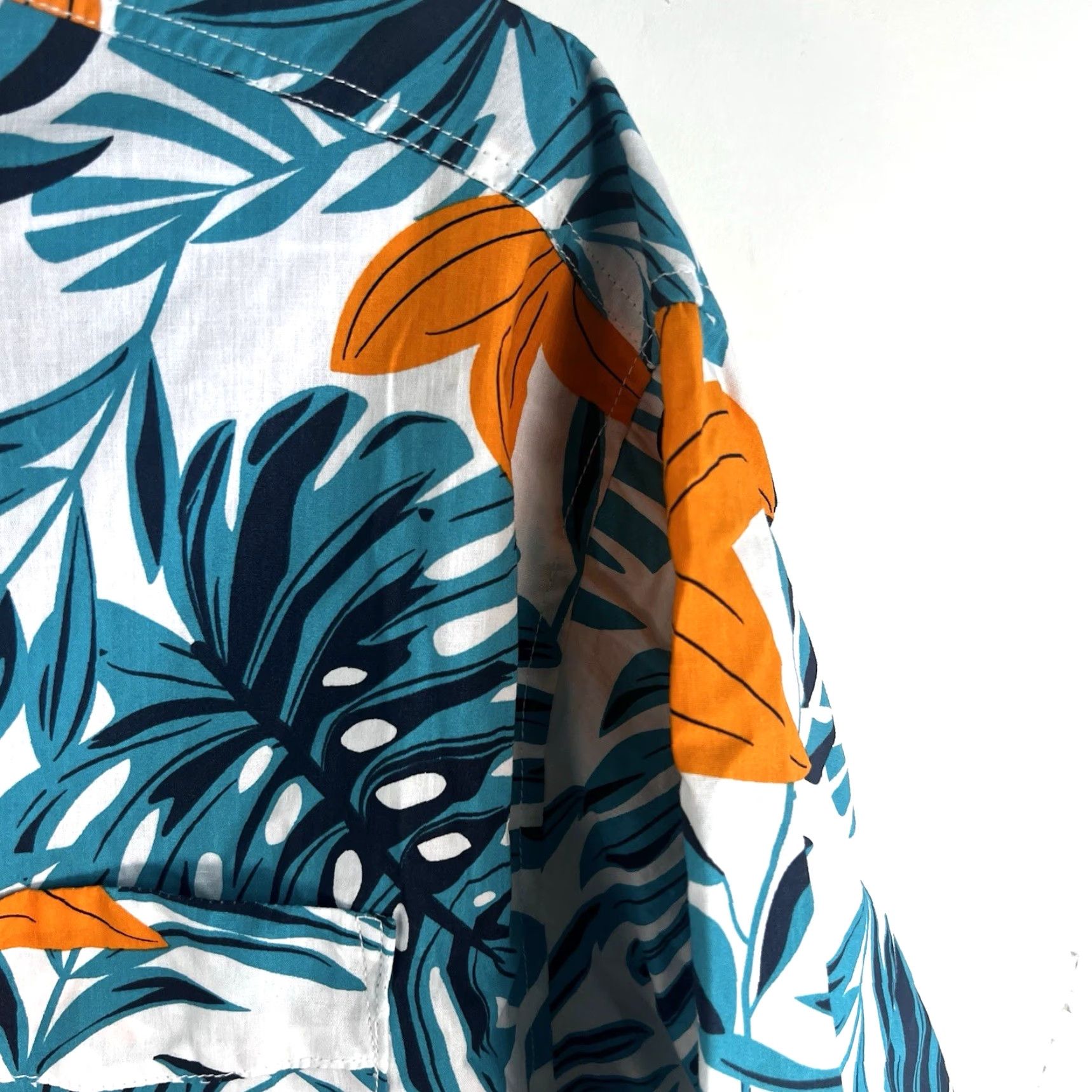 Vintage Free Planet Hawaiian Floral Button-Up Shirt Mens 4XL Teal/Orange Casual Summer Size US XXL / EU 58 / 5 - 2 Thumbnail
