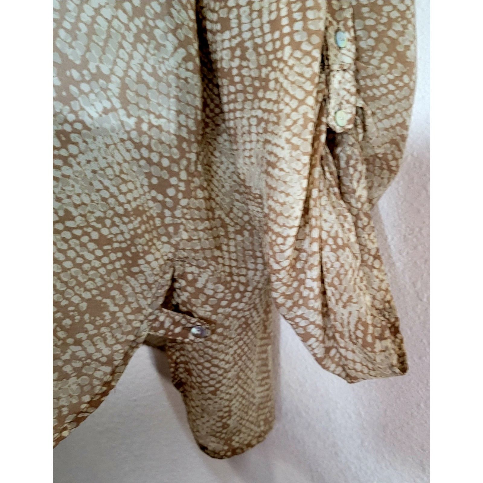 Apt. 9 Apt 9 Brown Tan Animal Print Sheer 3 Button Henley Top XL Size XL / US 12-14 / IT 48-50 - 6 Thumbnail