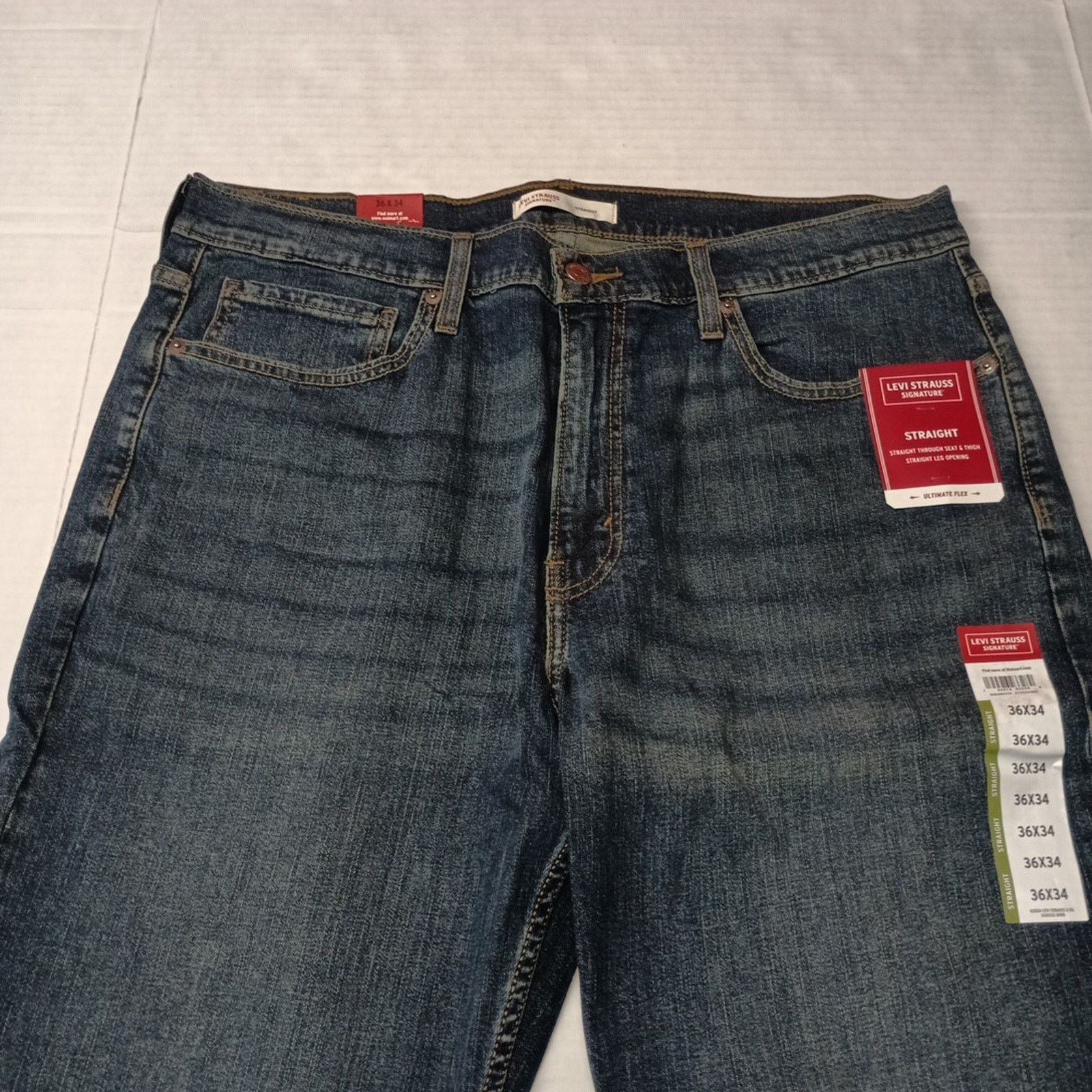 Levi's Signature By Levi Straight Jeans Mens 36x34 Blue Cotton Flex Size US 36 / EU 52 - 4 Thumbnail