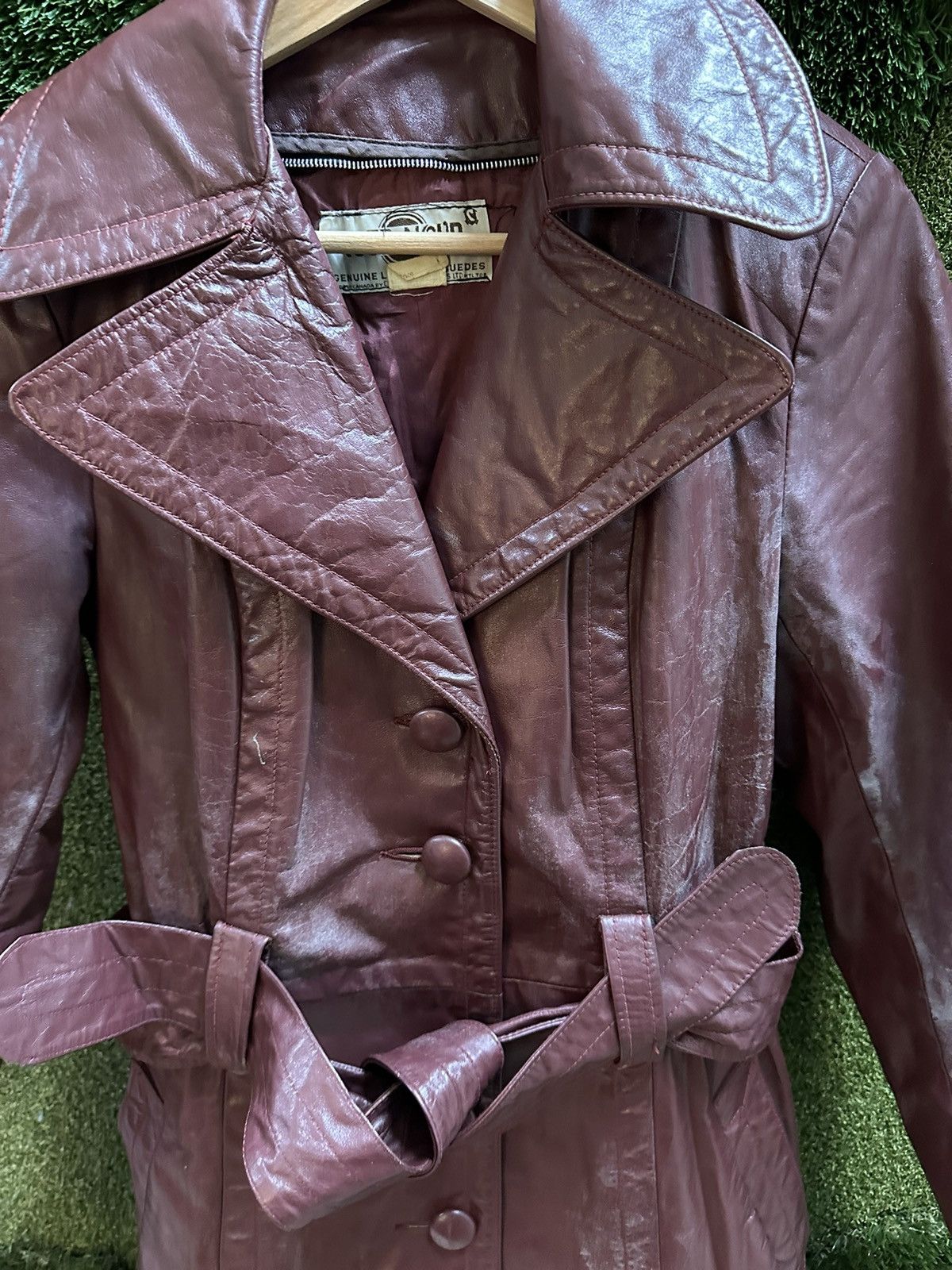 Vintage Vintage 1980s Cosa-Nova Long Red Leather Jacket Small Size S / US 4 / IT 40 - 7 Thumbnail