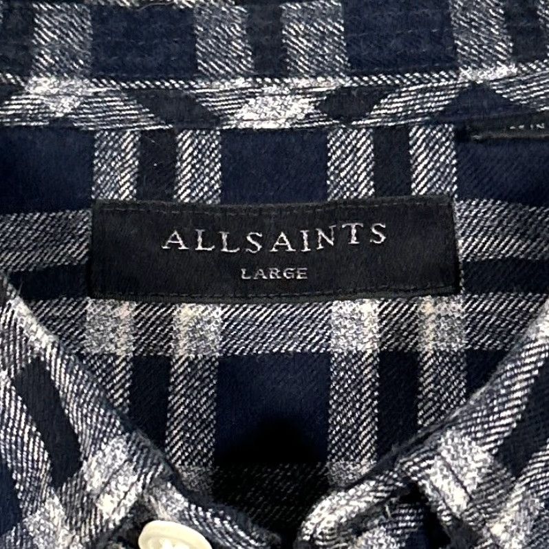 Allsaints AllSaints Shirt Mens Medium Navy Blue Plaid Check Flannel Oneida Long Sleeve Size US M / EU 48-50 / 2 - 3 Thumbnail