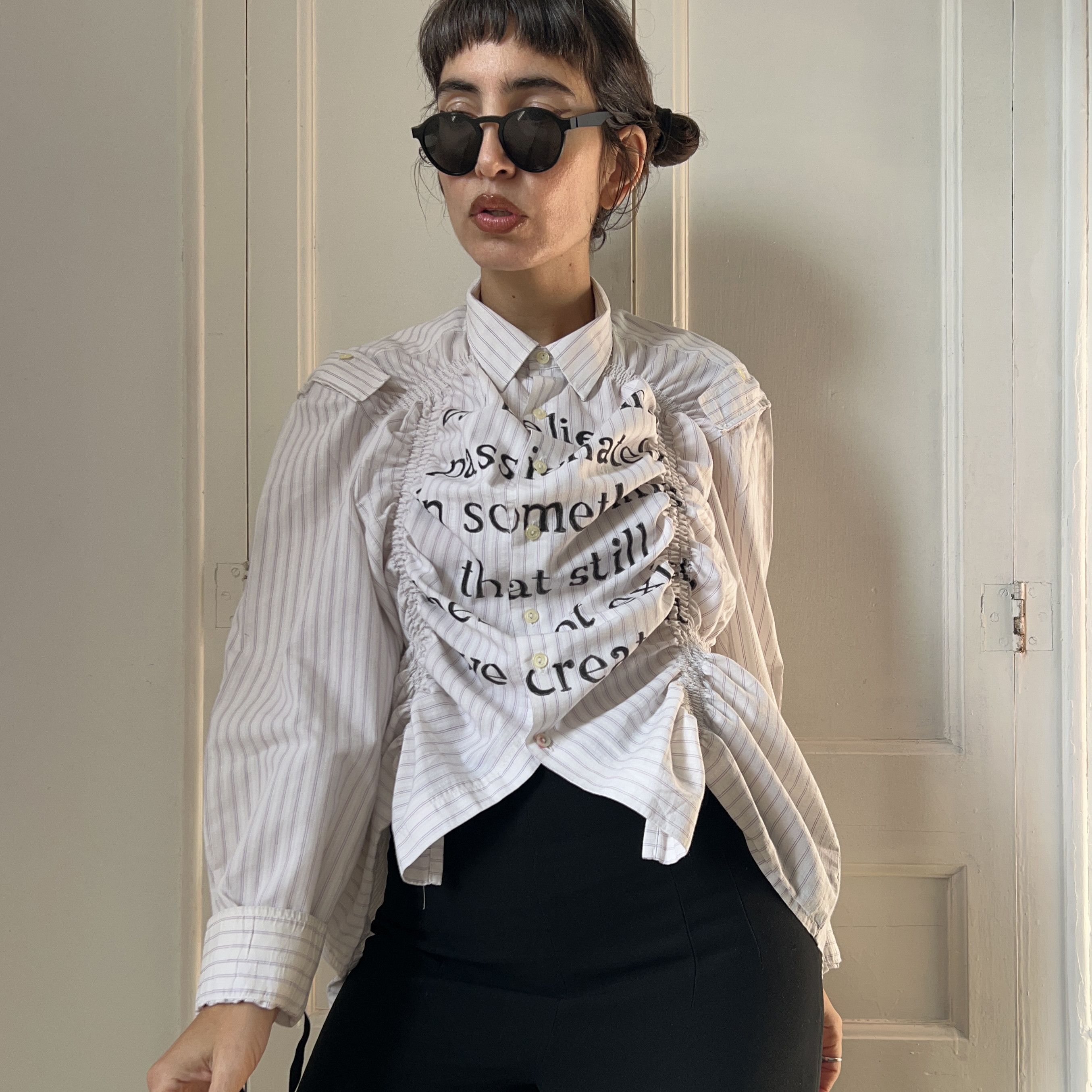 Custommade Upcycled Kafka Quote Button Up Size M / US 6-8 / IT 42-44 - 1 Thumbnail