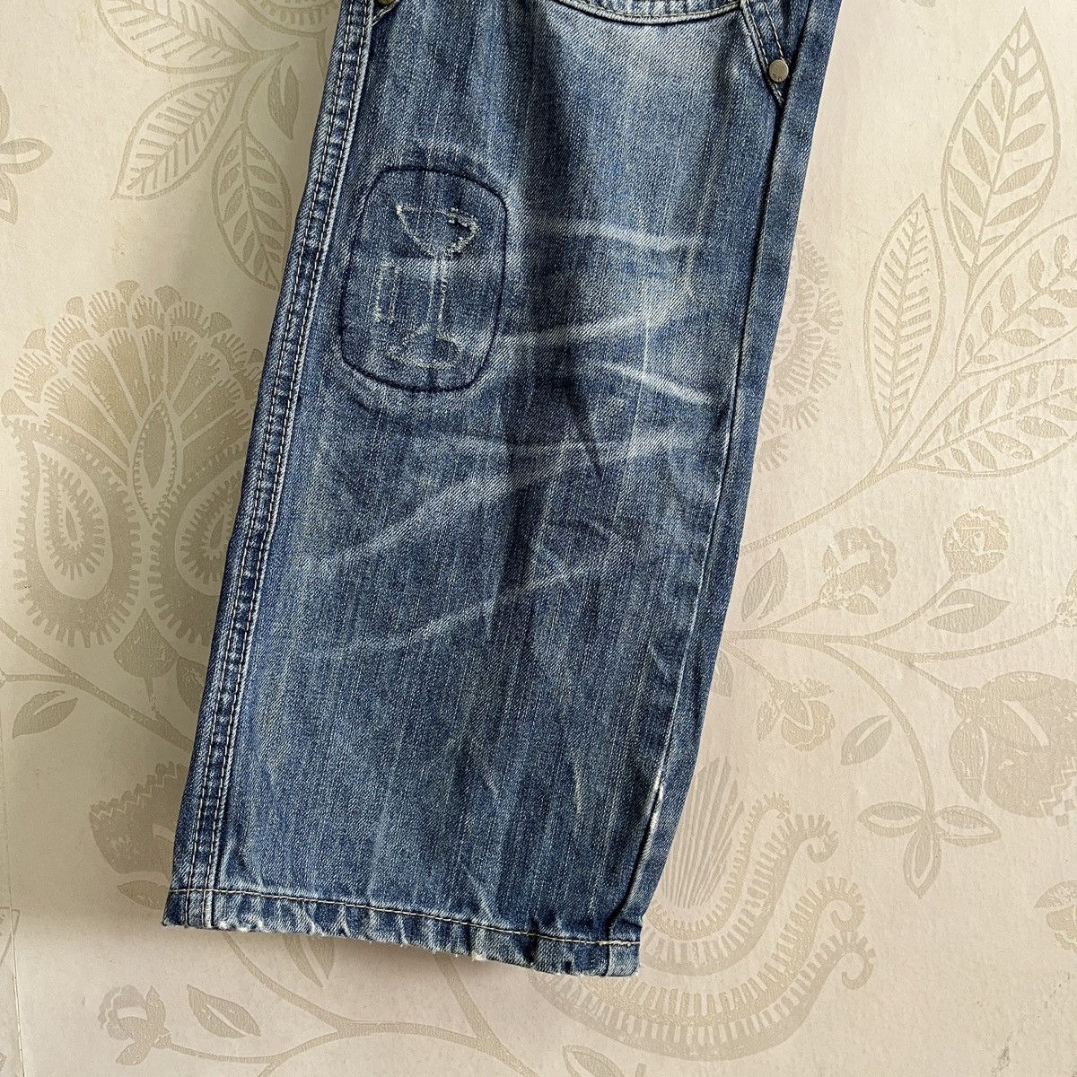Japanese Brand Distressed Double Knee Japan Denim Double Waist Size US 33 - 10 Thumbnail