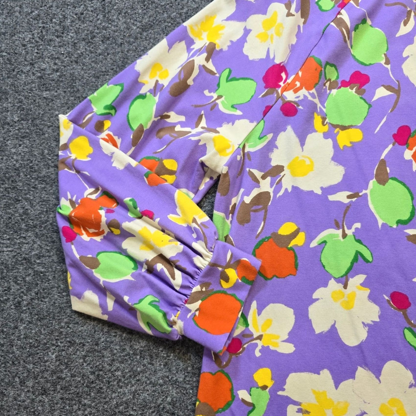 Isaac Mizrahi Isaac Mizrahi Live Top Women L Purple Floral Stretch Long Sleeve Casual Blouse Mens? Size L / US 10 / IT 46 - 3 Thumbnail