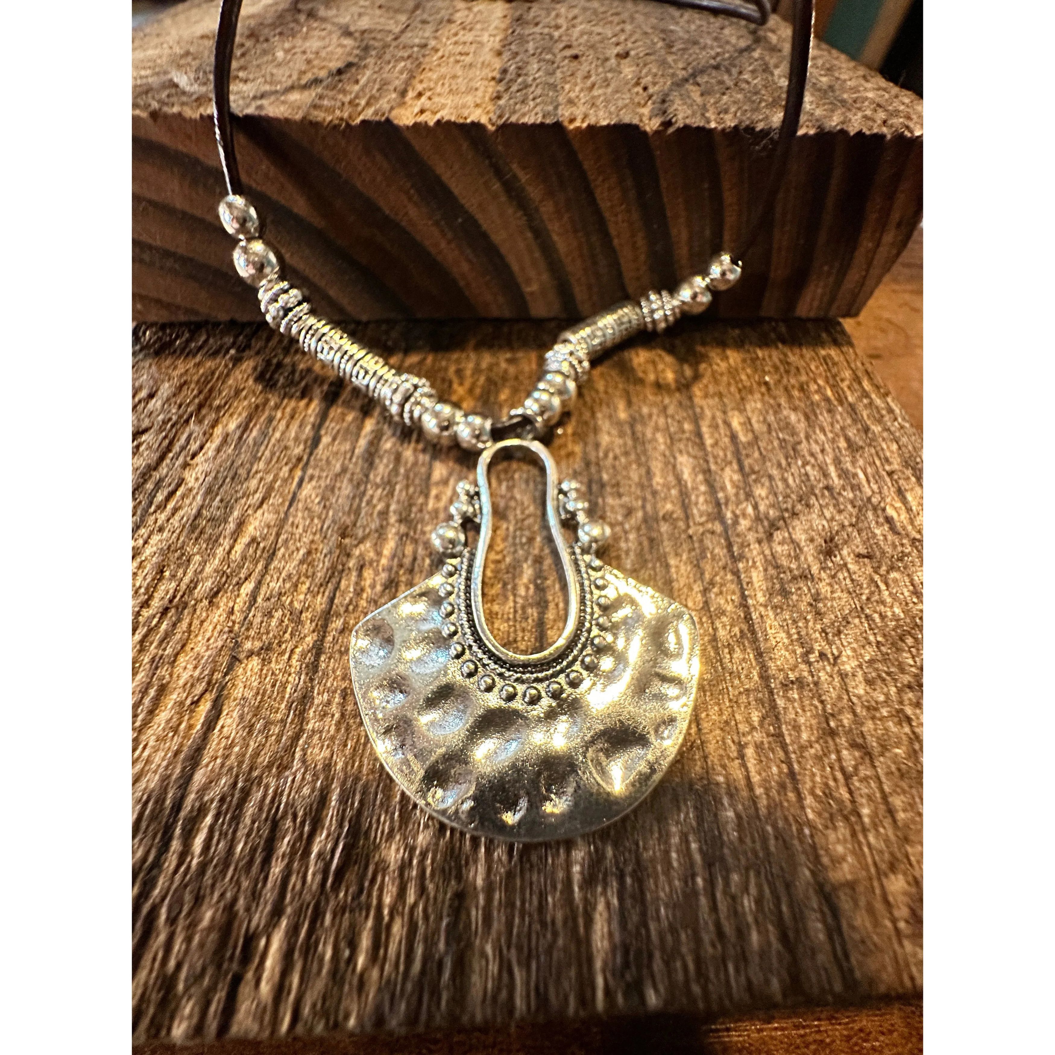 Other Boho Western Western Cowgirl Leather Cord Silver Pendant, Bl Size ONE SIZE - 2 Thumbnail