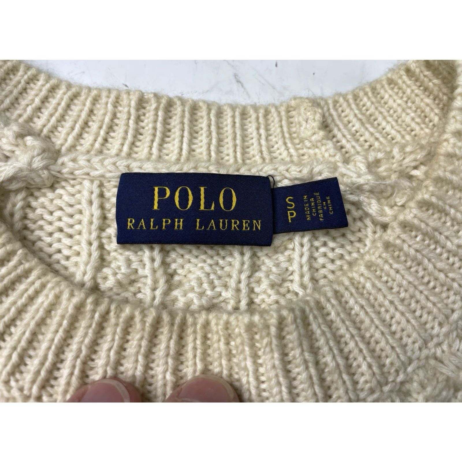 Polo Ralph Lauren VINTAGE Polo Ralph Lauren Sweater Womens Small Ivory Cable Knit Fisherman Aran Pullover Size S / US 4 / IT 40 - 3 Thumbnail