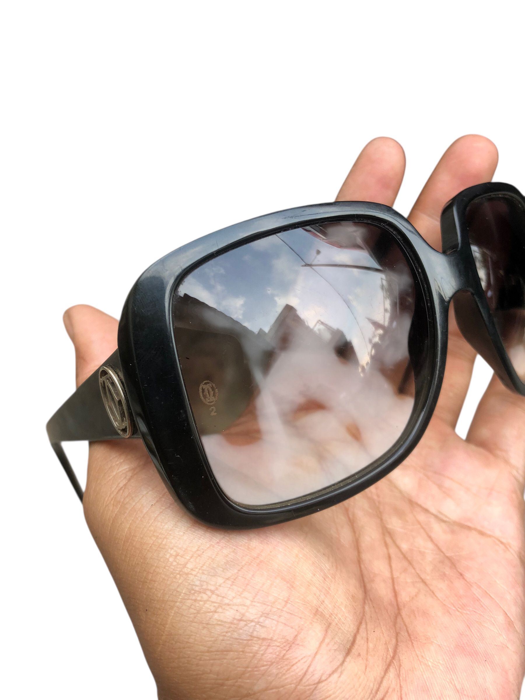 Cartier 💯Vintage CARTIER PARIS 140 Black Sunglasses CC Logo Square Size ONE SIZE - 6 Thumbnail
