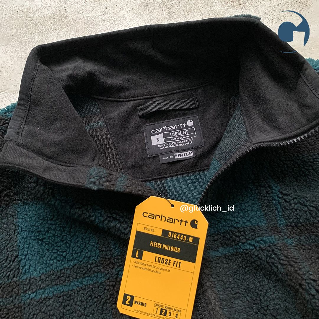 Carhartt Quarter-Zip Sherpa Pullover Sweatshirt in Hunt/Black Plaid Size US S / EU 44-46 / 1 - 4 Thumbnail