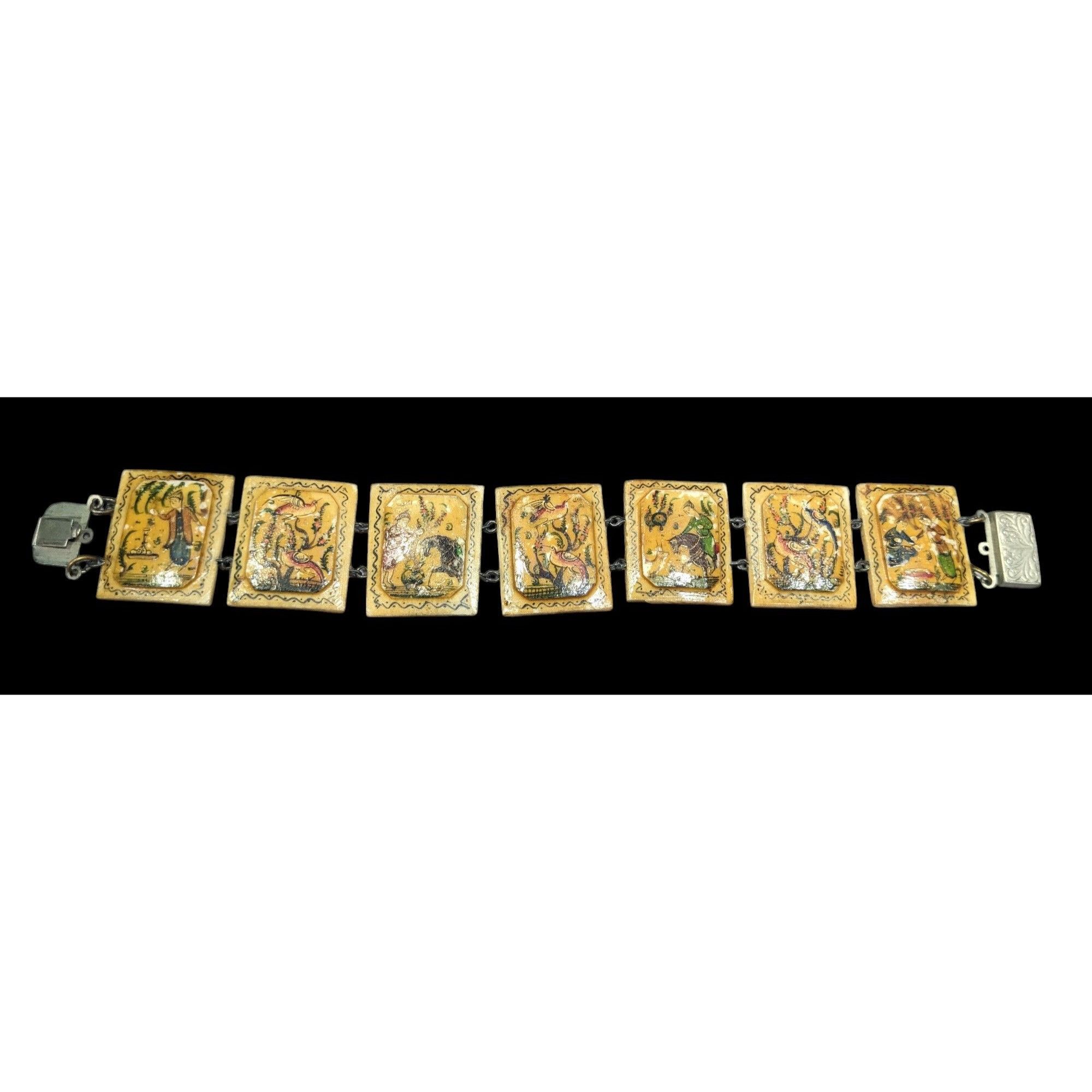 Other Antique Hand Painted Persian Story Panel Bracelet Size ONE SIZE - 1 Thumbnail